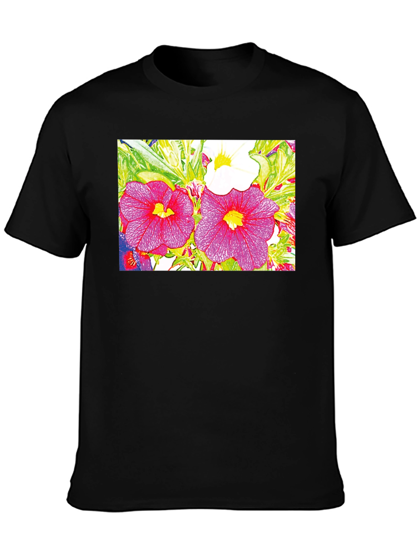 Floral Print Black Tee