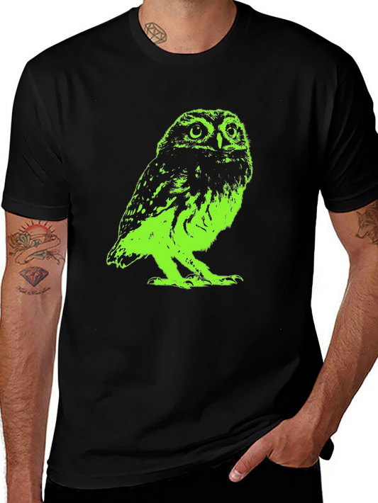 Green Owl Graphic T-Shirt - Cool Bird Tee