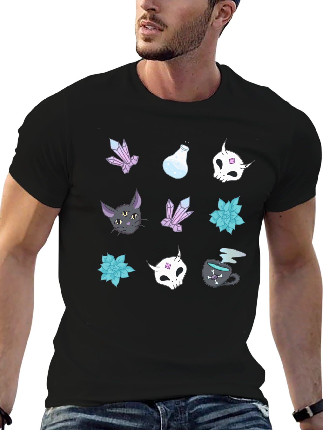 Mystical Graphic Print Tee - Black