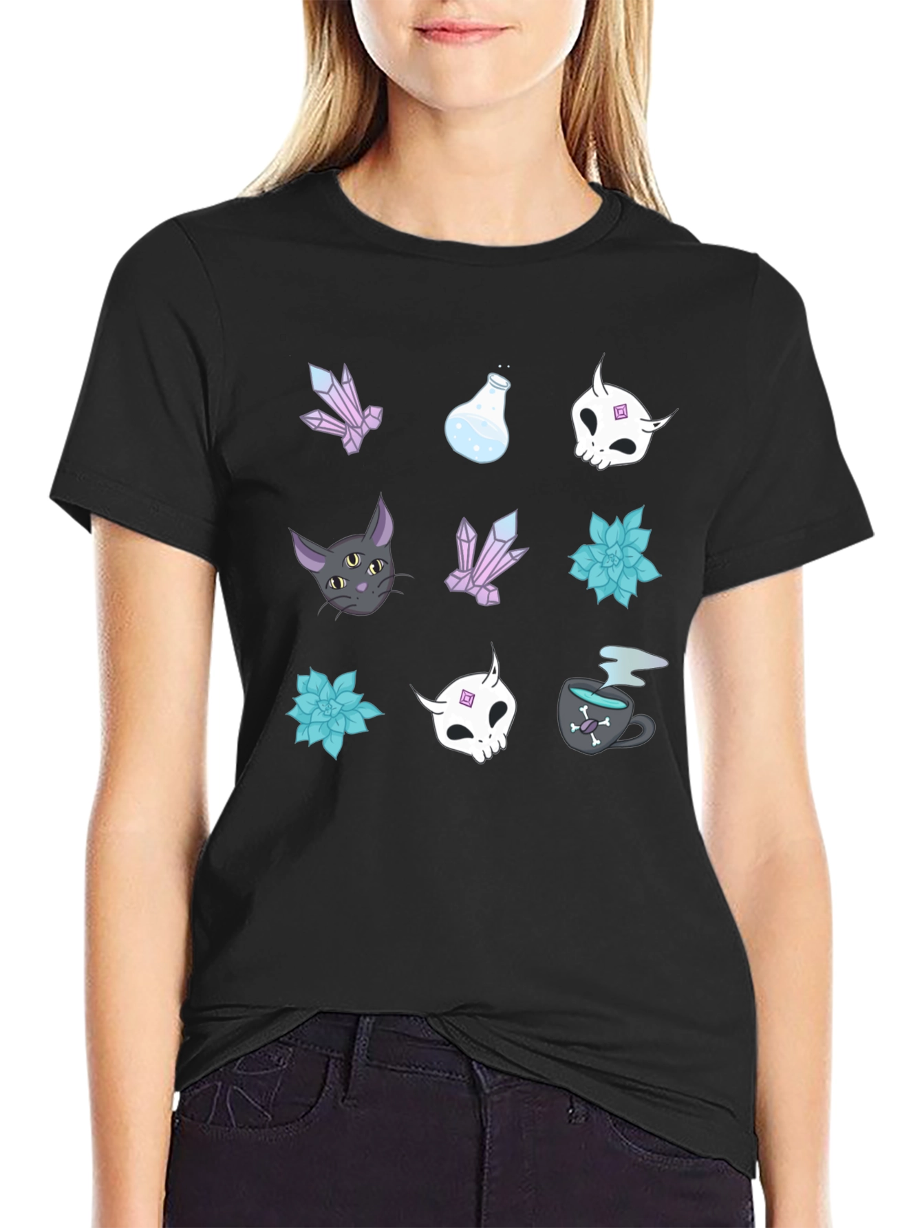 Mystical Graphic Print Tee - Black