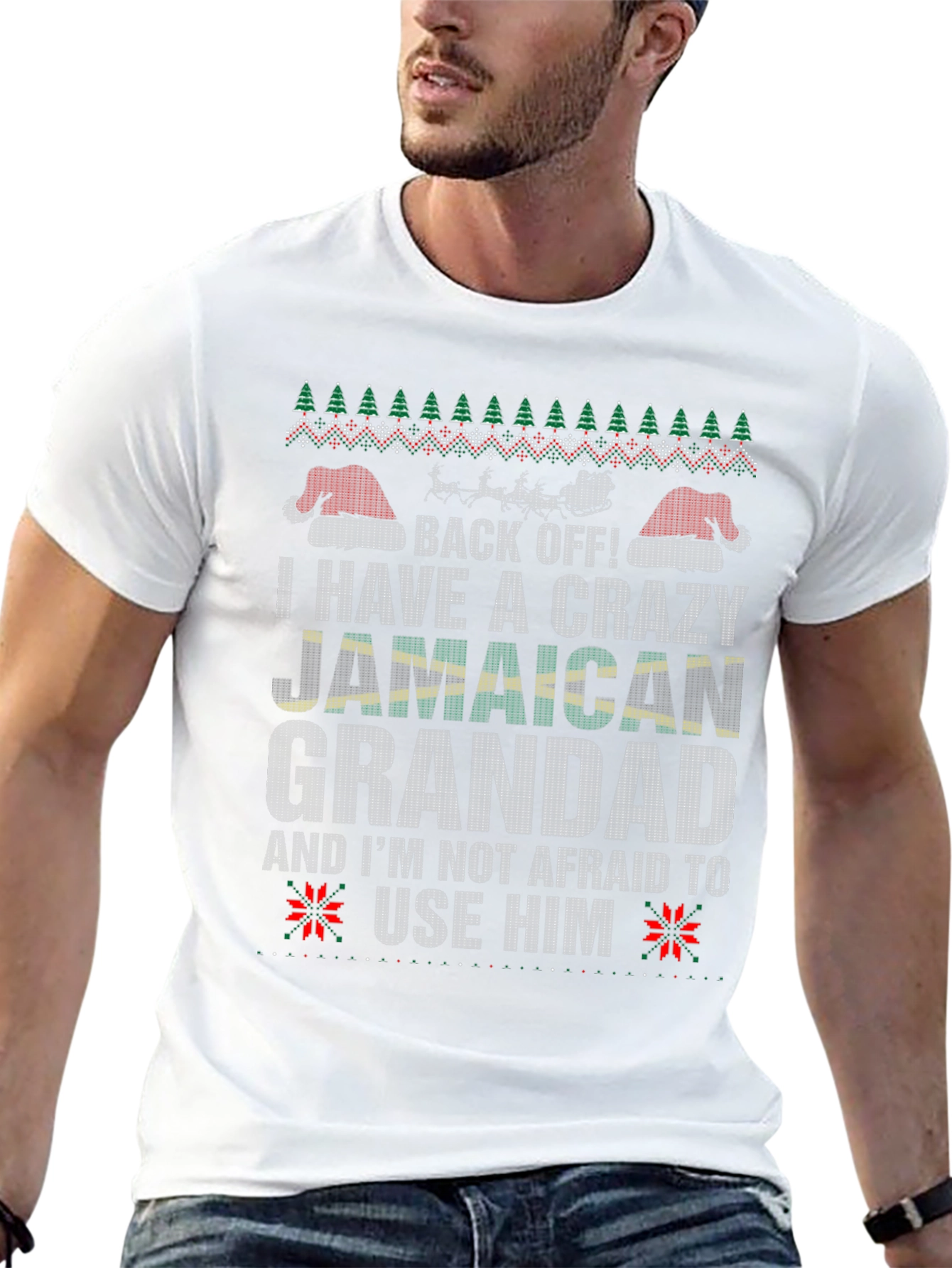 Crazy Jamaican Grandad Christmas T-Shirt