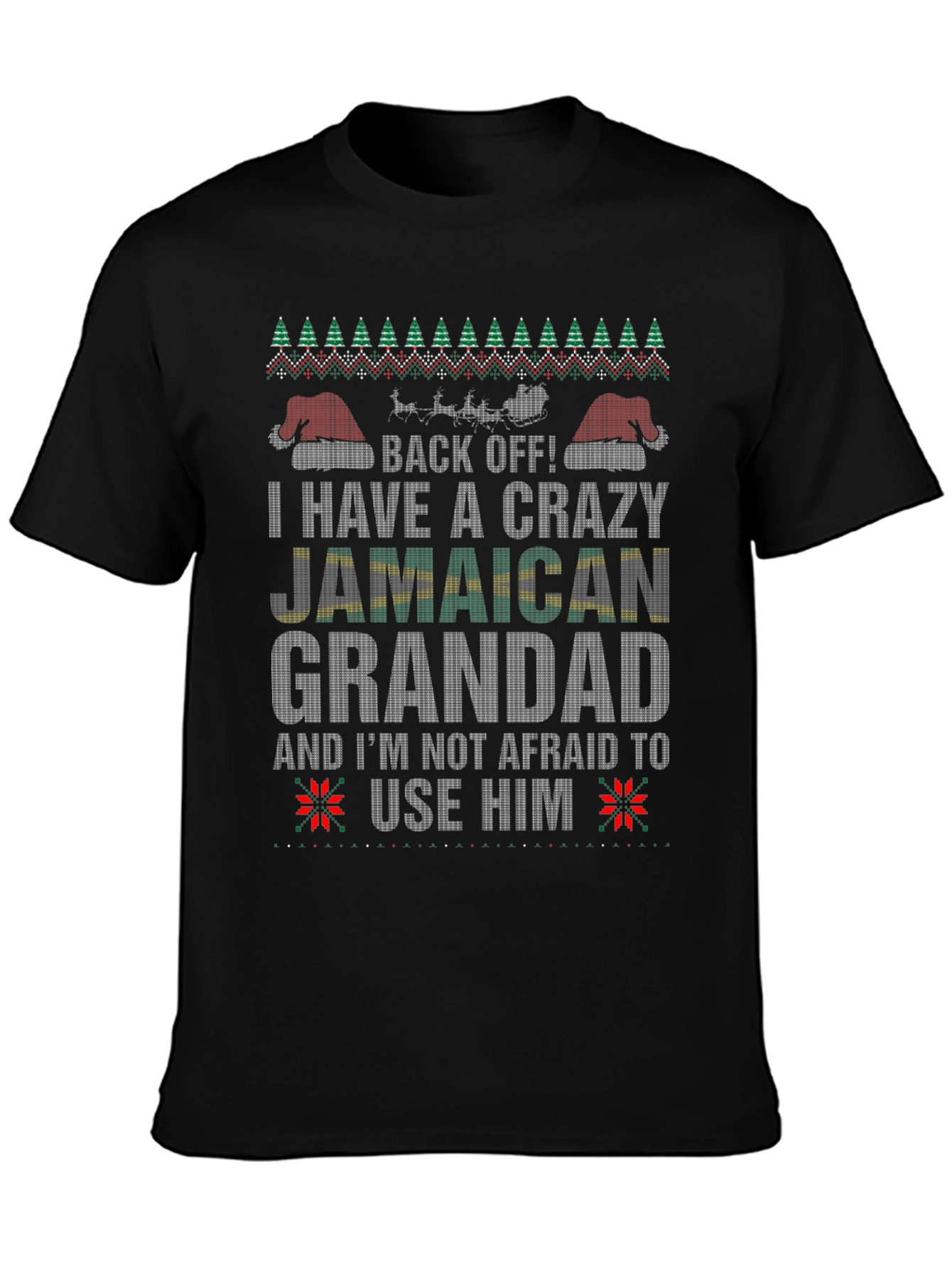 Crazy Jamaican Grandad Christmas T-Shirt
