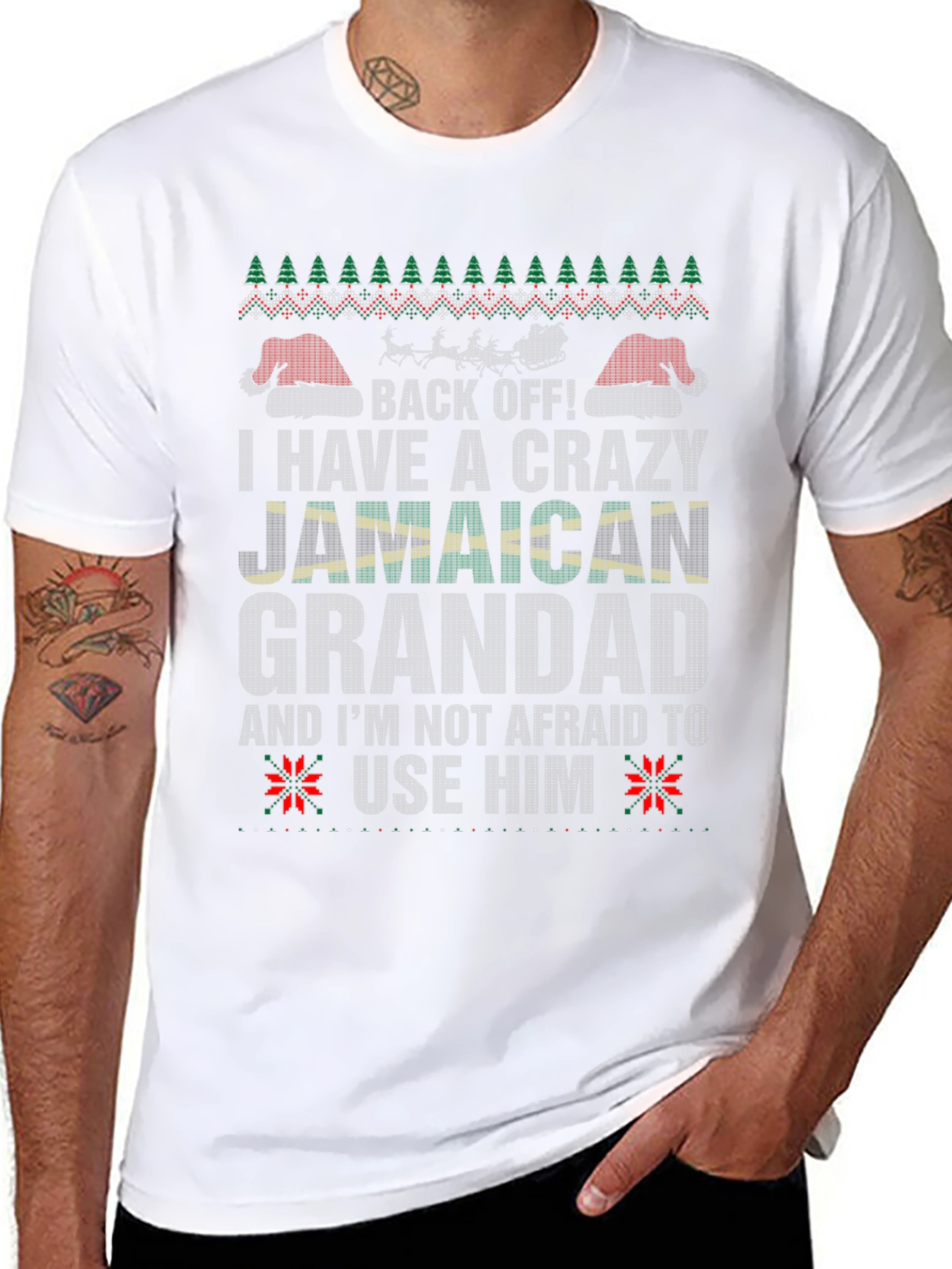 Crazy Jamaican Grandad Christmas T-Shirt