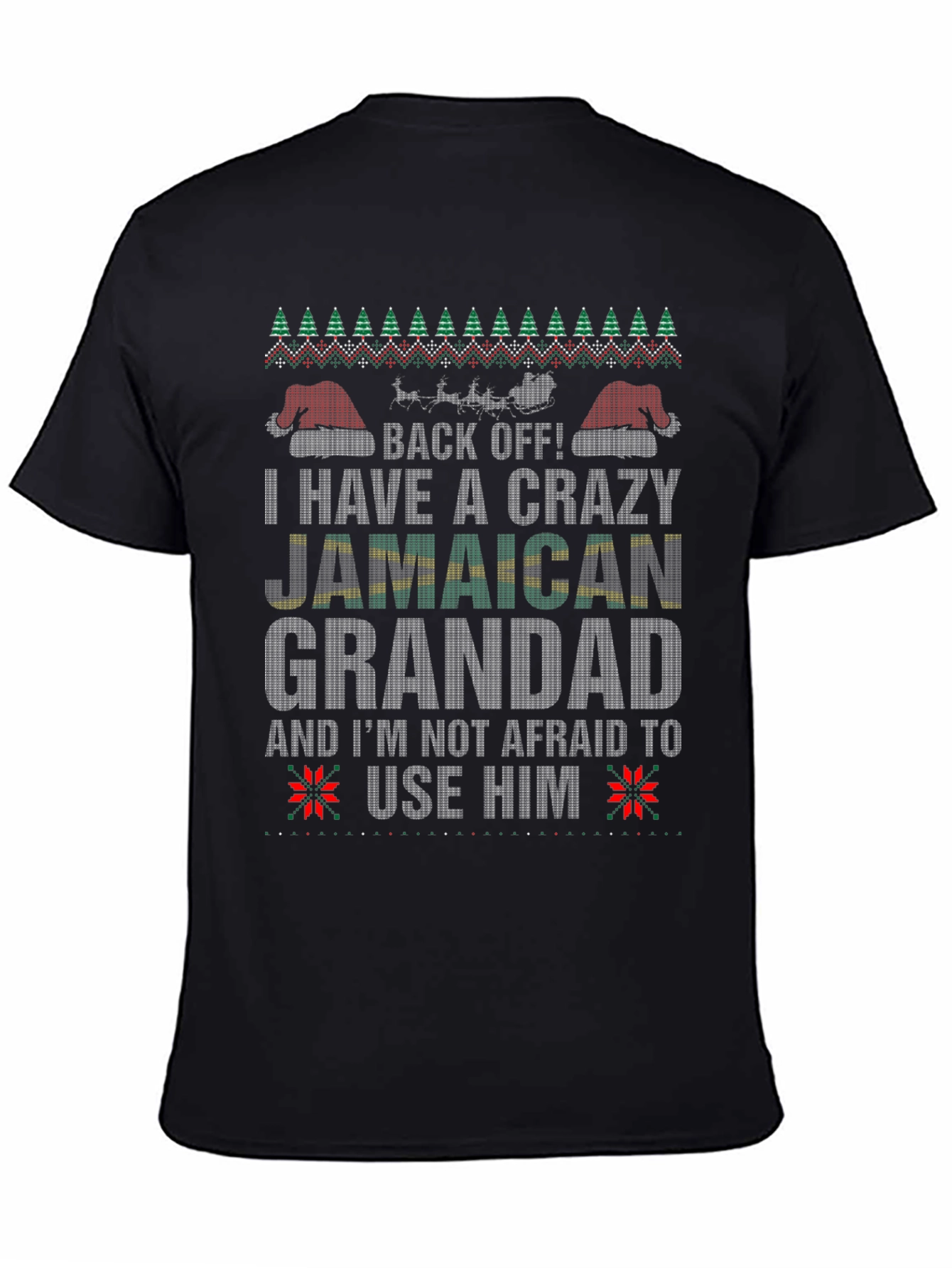Crazy Jamaican Grandad Christmas T-Shirt