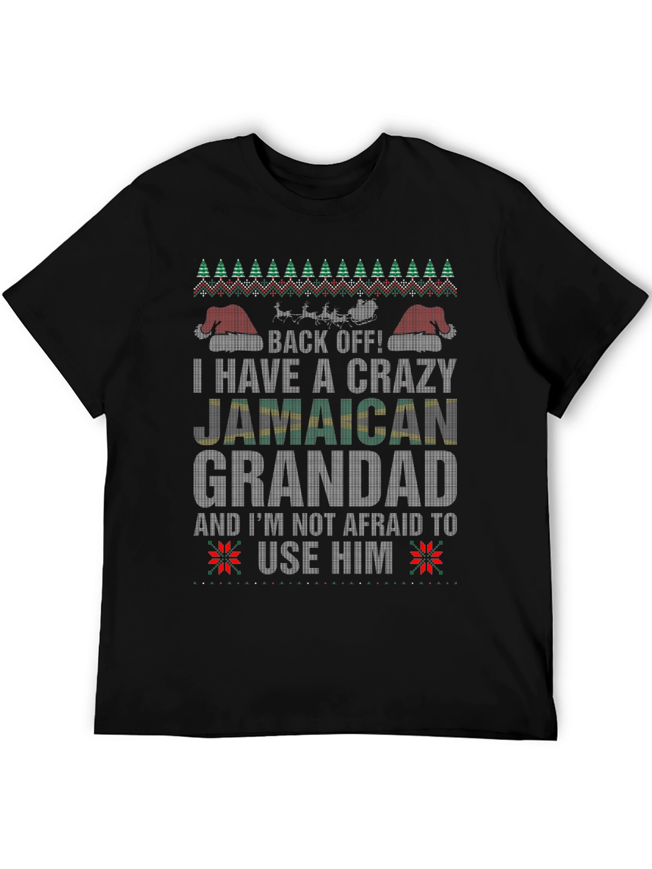 Crazy Jamaican Grandad Christmas T-Shirt