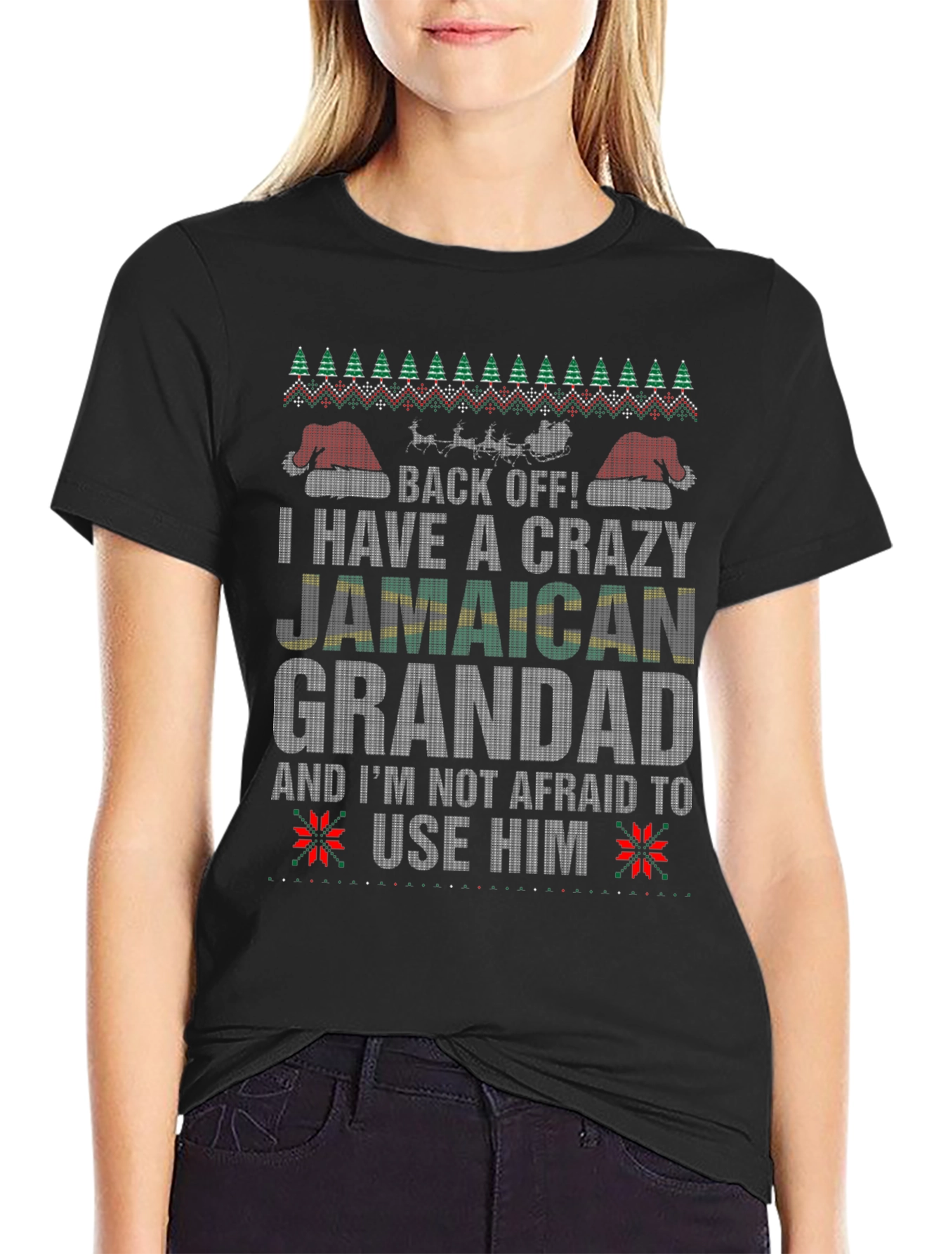 Crazy Jamaican Grandad Christmas T-Shirt