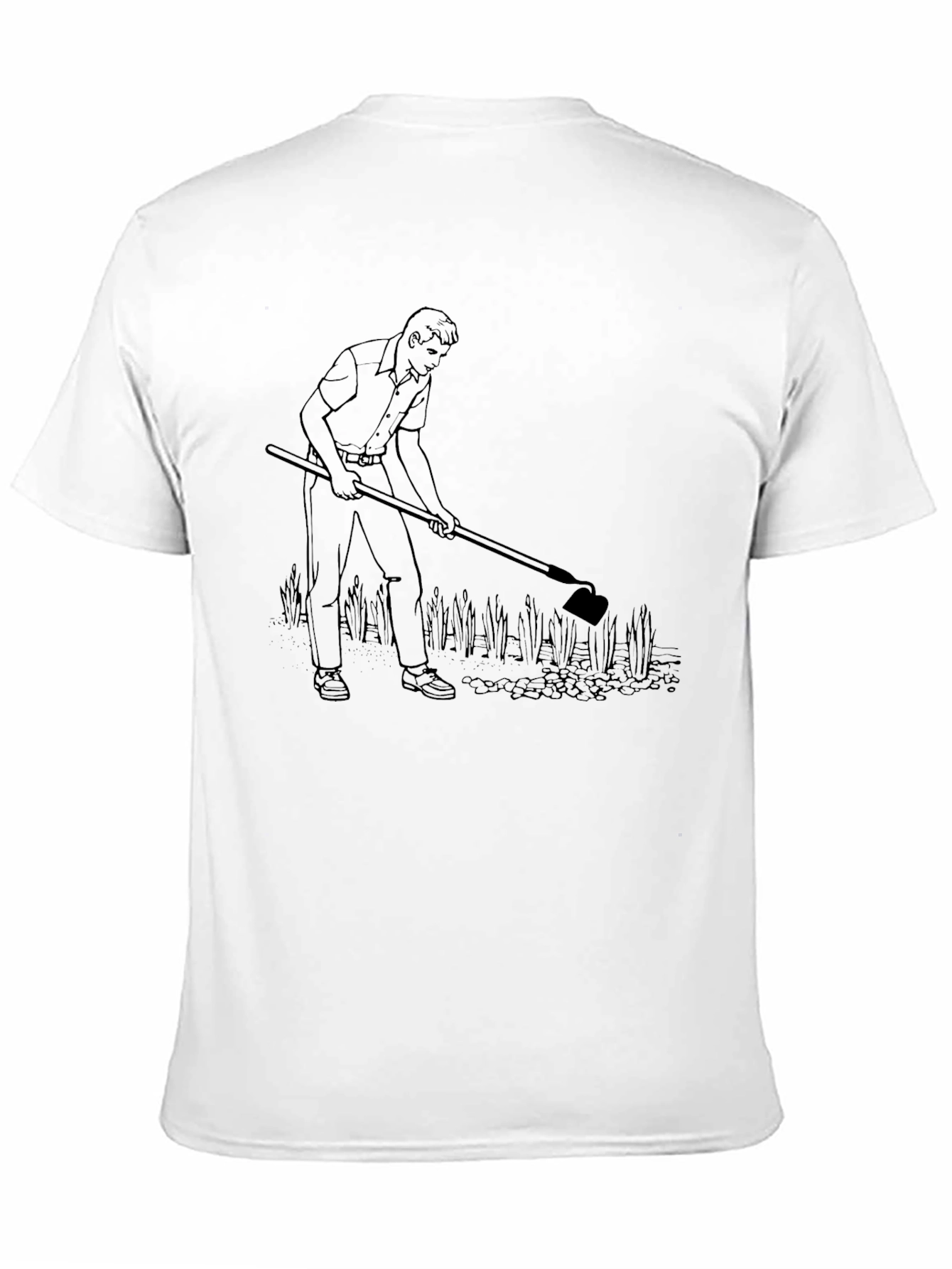 Hoeing Man Graphic Tee - Black Cotton T-Shirt