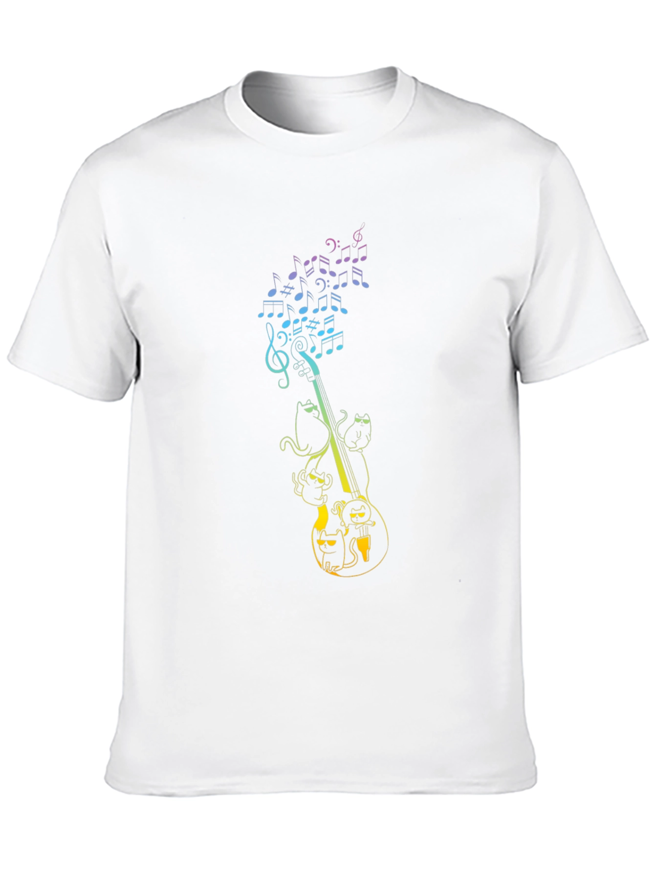 Musical Cats Graphic Tee - Black Cotton T-Shirt