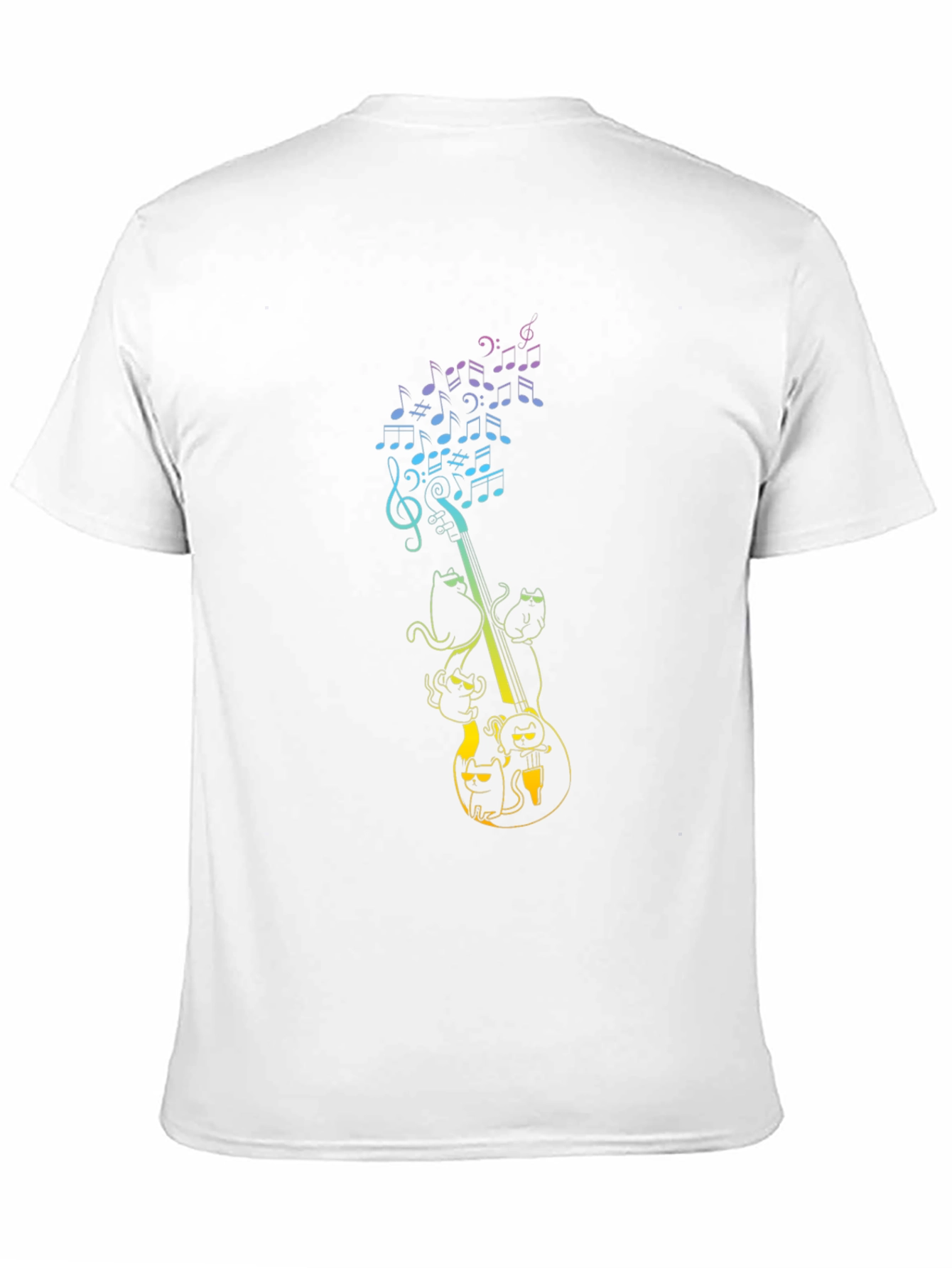 Musical Cats Graphic Tee - Black Cotton T-Shirt