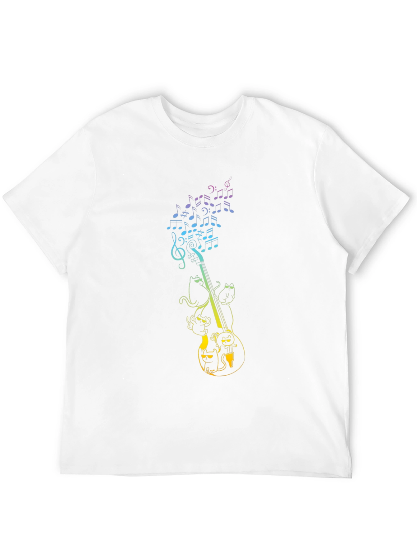 Musical Cats Graphic Tee - Black Cotton T-Shirt
