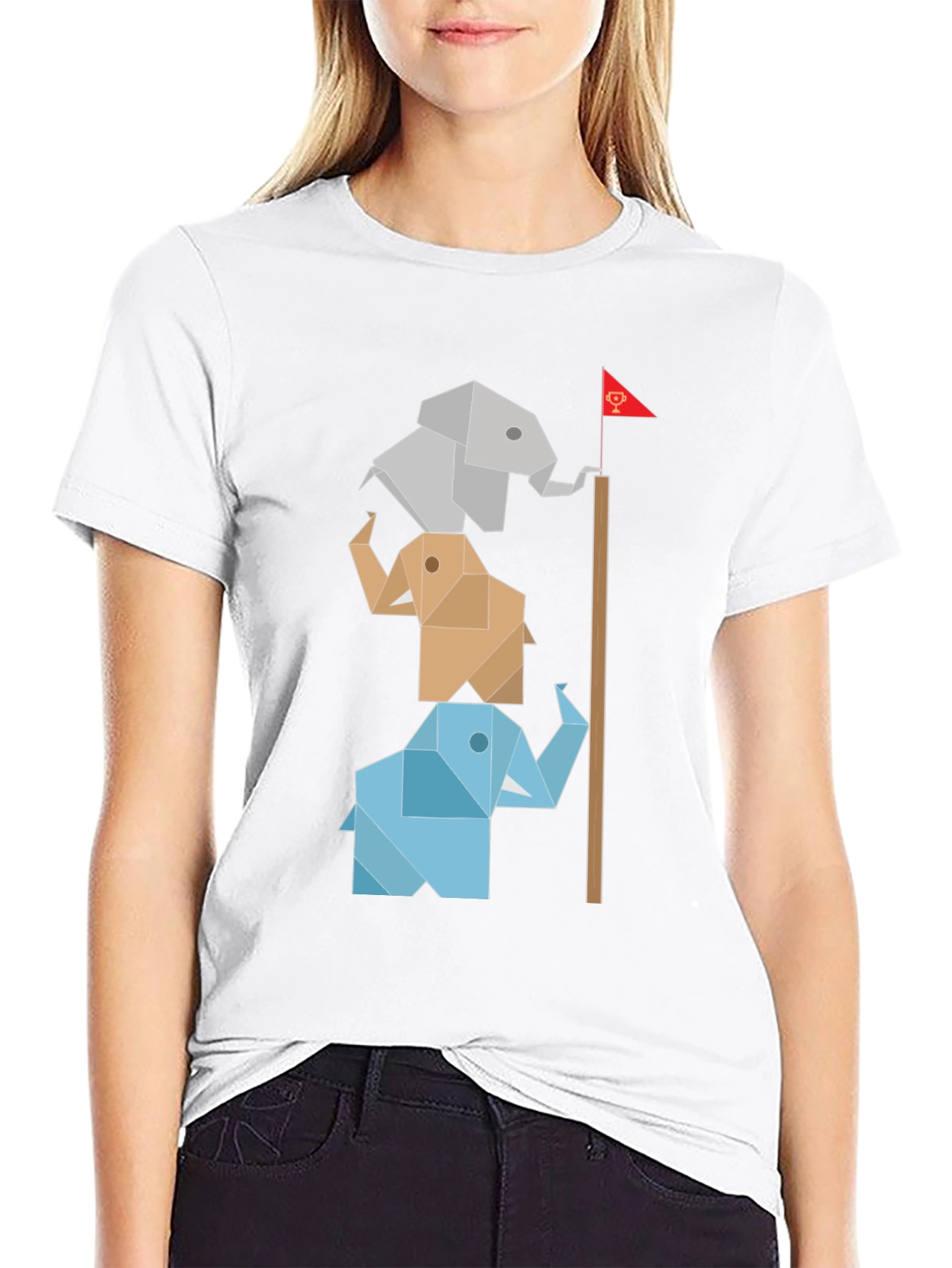 Origami Elephant Totem Tee - Unique Graphic Design