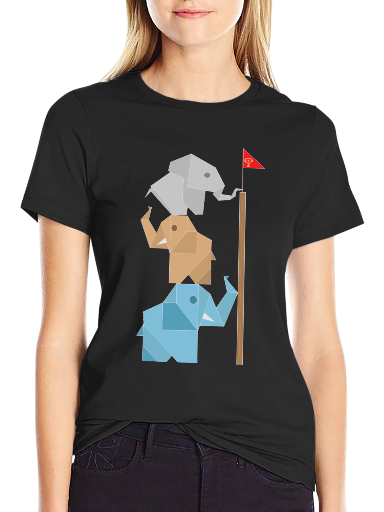 Origami Elephant Totem Tee - Unique Graphic Design