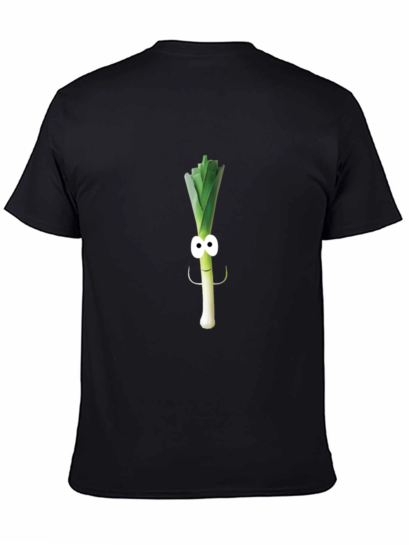Funny Leek Character Black T-Shirt