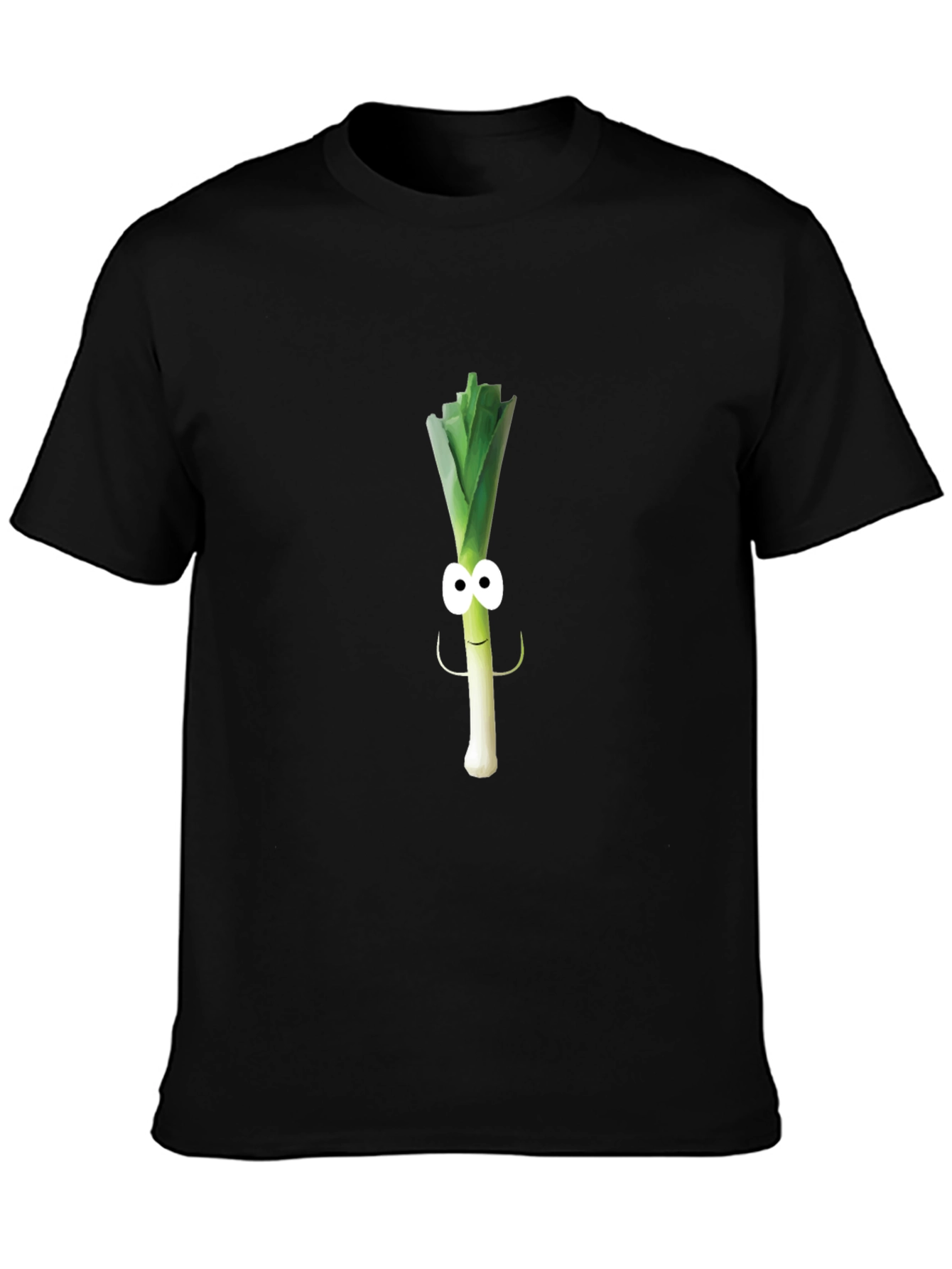 Funny Leek Character Black T-Shirt