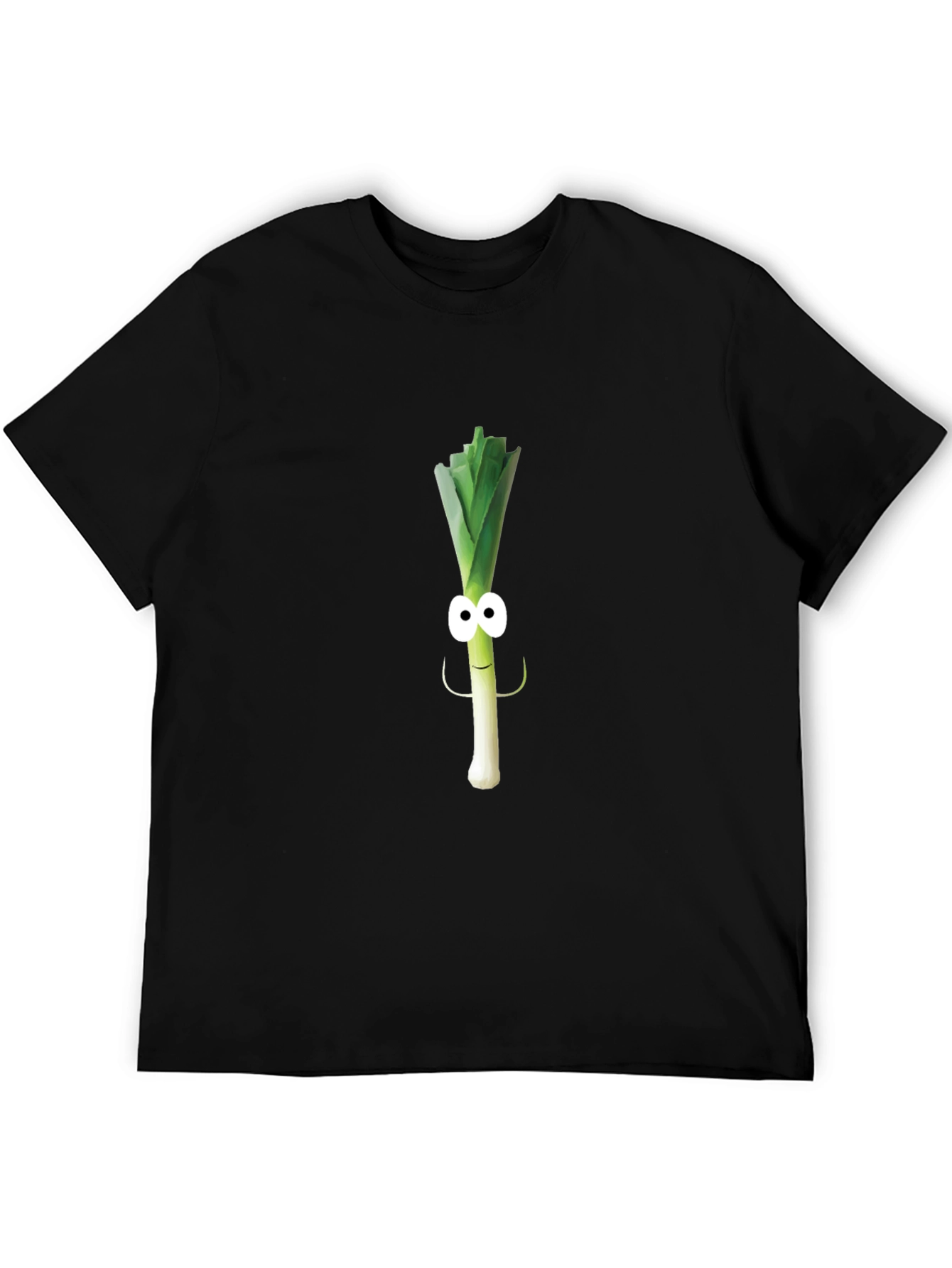 Funny Leek Character Black T-Shirt