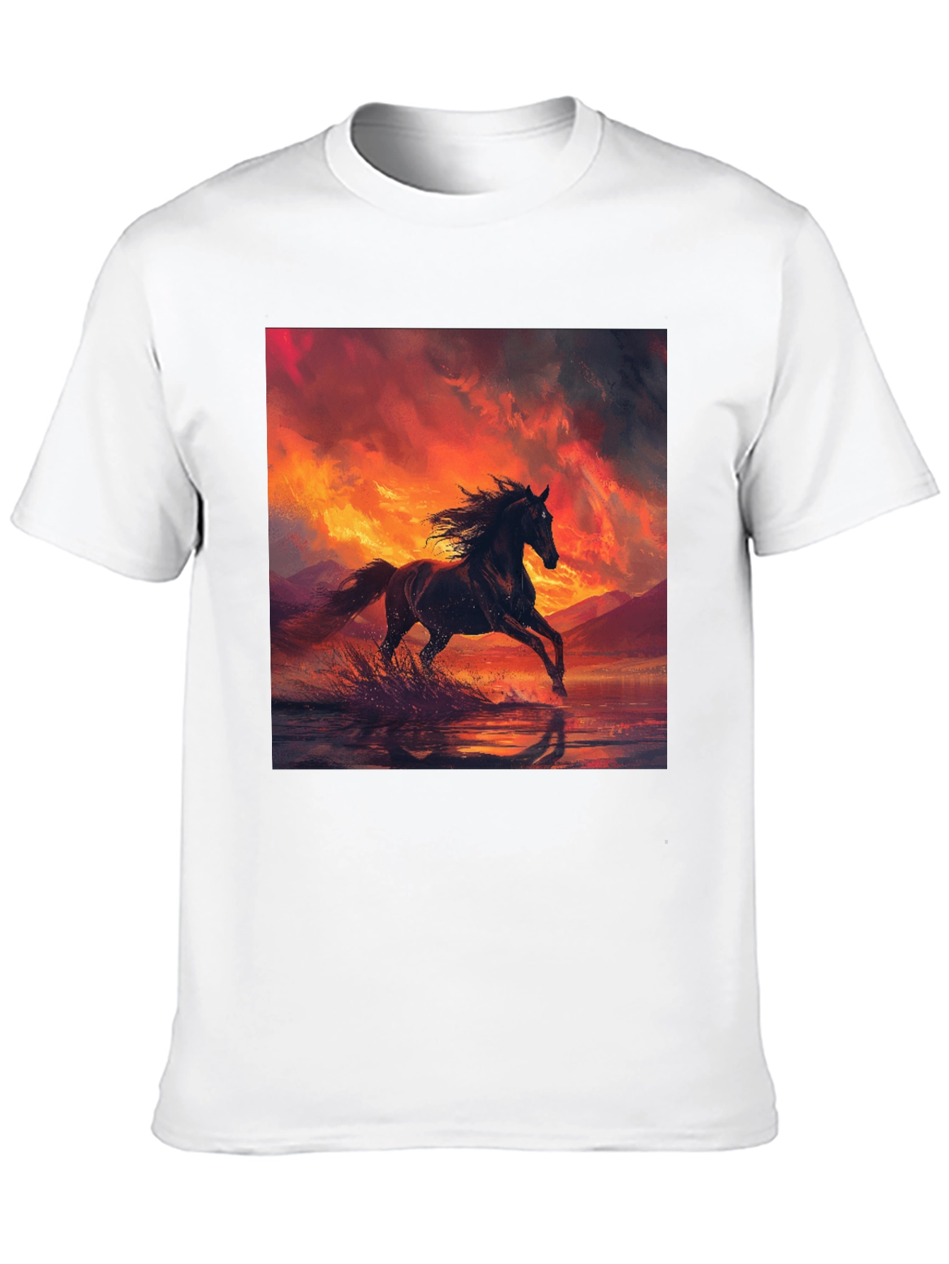 Horse Sunset Black T-Shirt