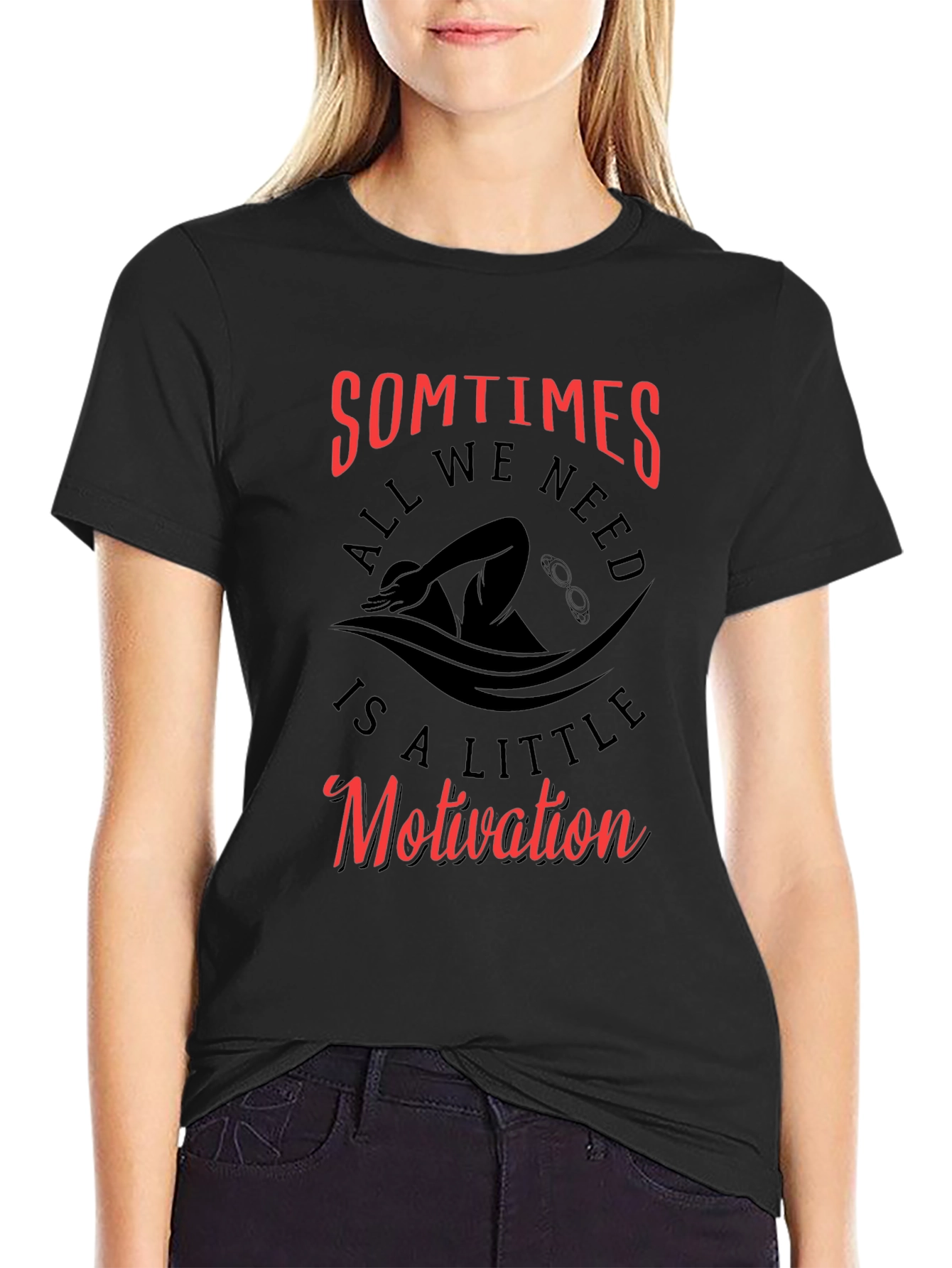 Motivational Swimmer Black T-Shirt