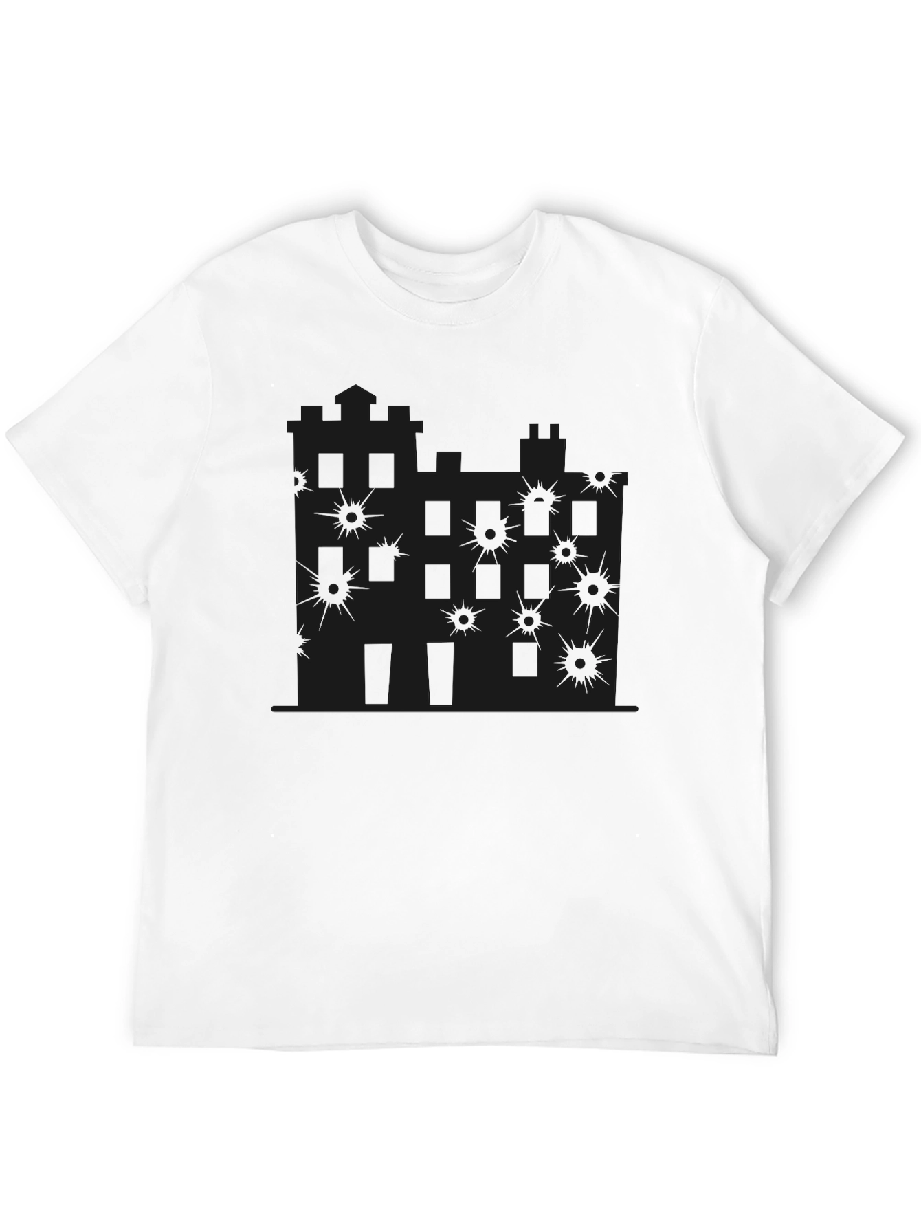Edgy Graphic Tee - Castle Bullet Hole Design