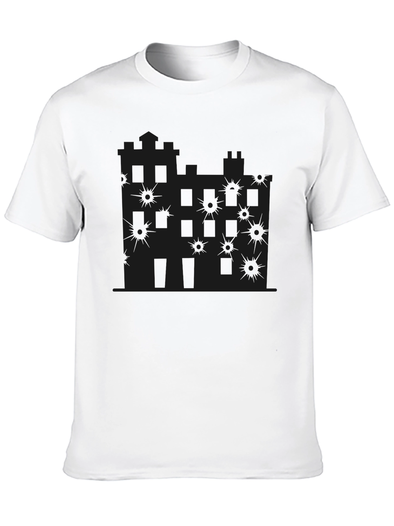 Edgy Graphic Tee - Castle Bullet Hole Design