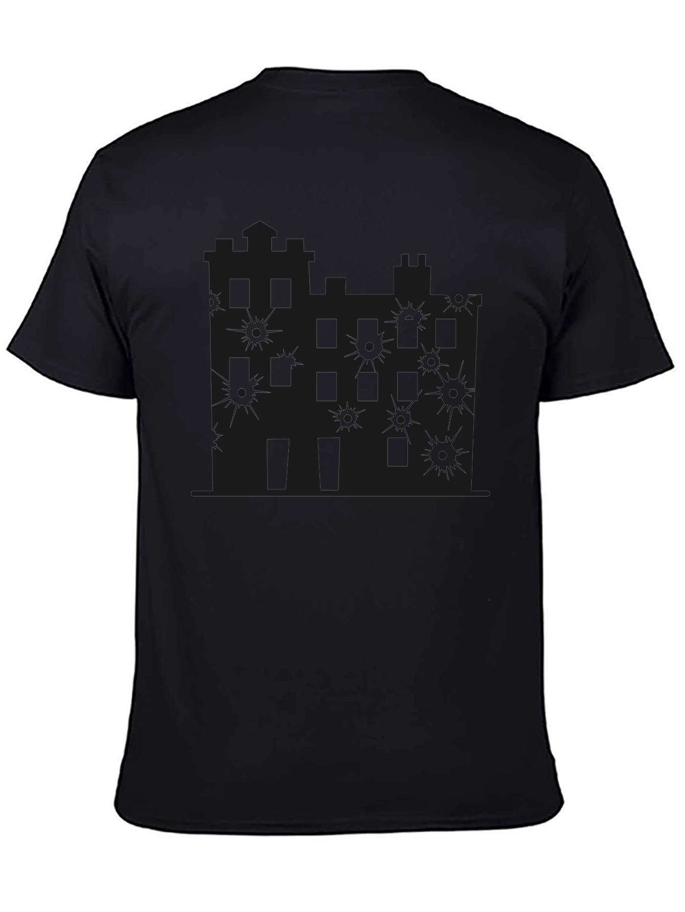 Edgy Graphic Tee - Castle Bullet Hole Design