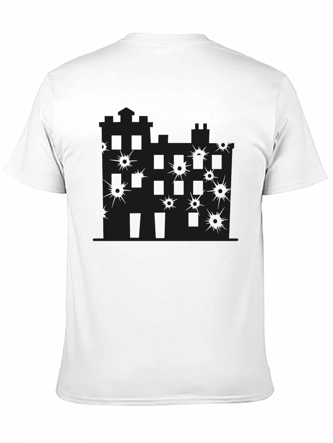 Edgy Graphic Tee - Castle Bullet Hole Design