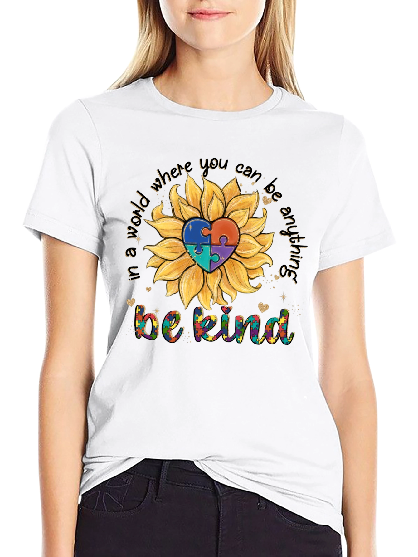 Autism Awareness Sunflower T-Shirt - Be Kind