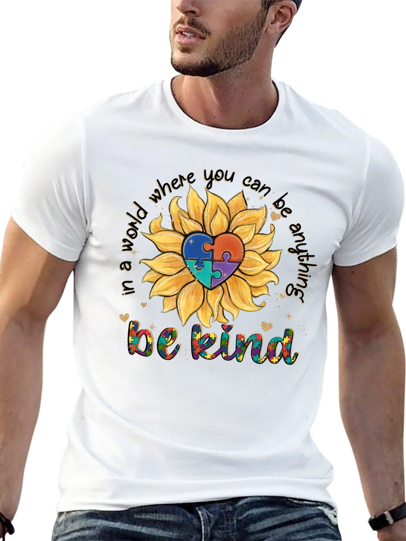 Autism Awareness Sunflower T-Shirt - Be Kind