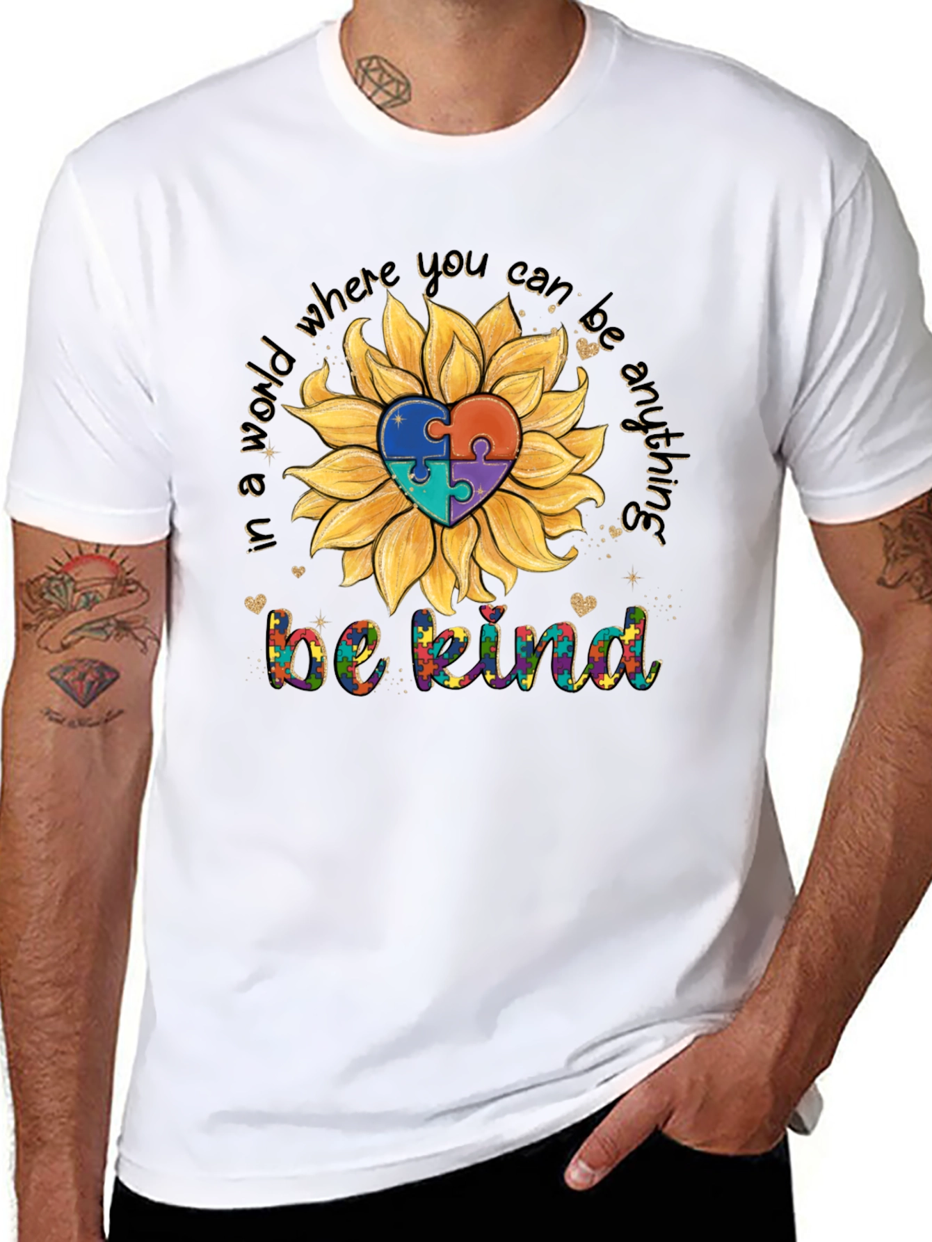 Autism Awareness Sunflower T-Shirt - Be Kind