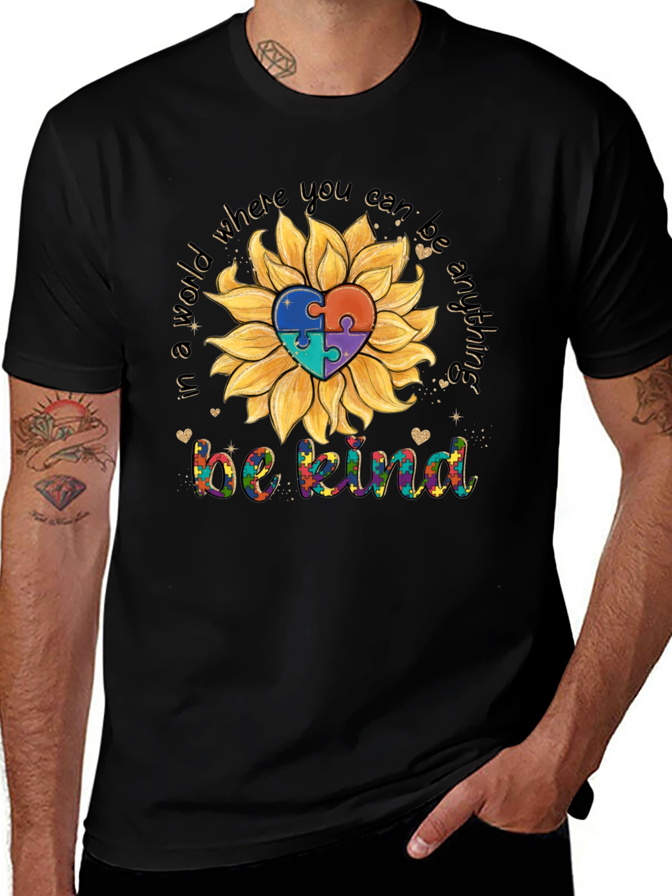 Autism Awareness Sunflower T-Shirt - Be Kind