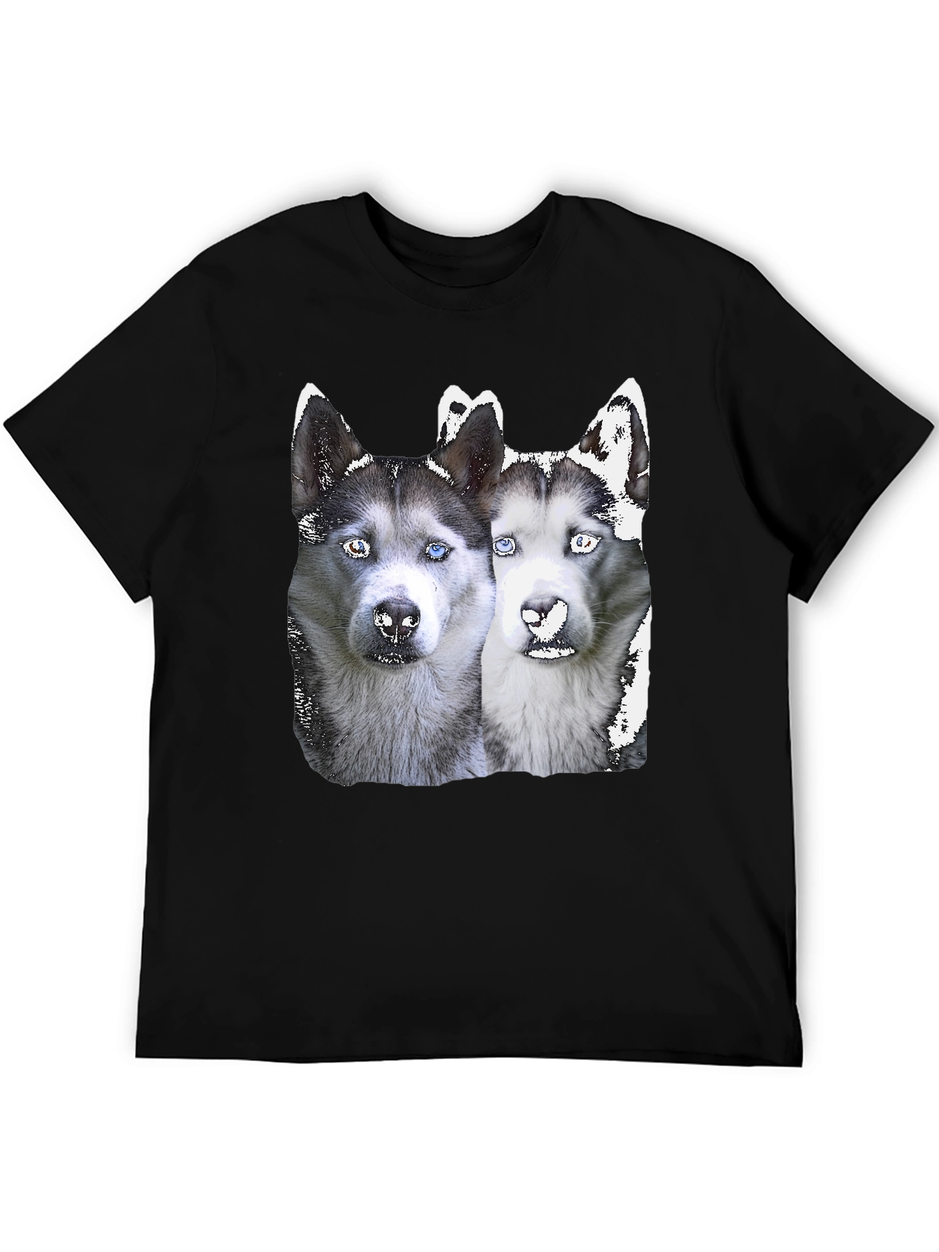 Husky Duo Graphic Tee - Black Cotton Blend