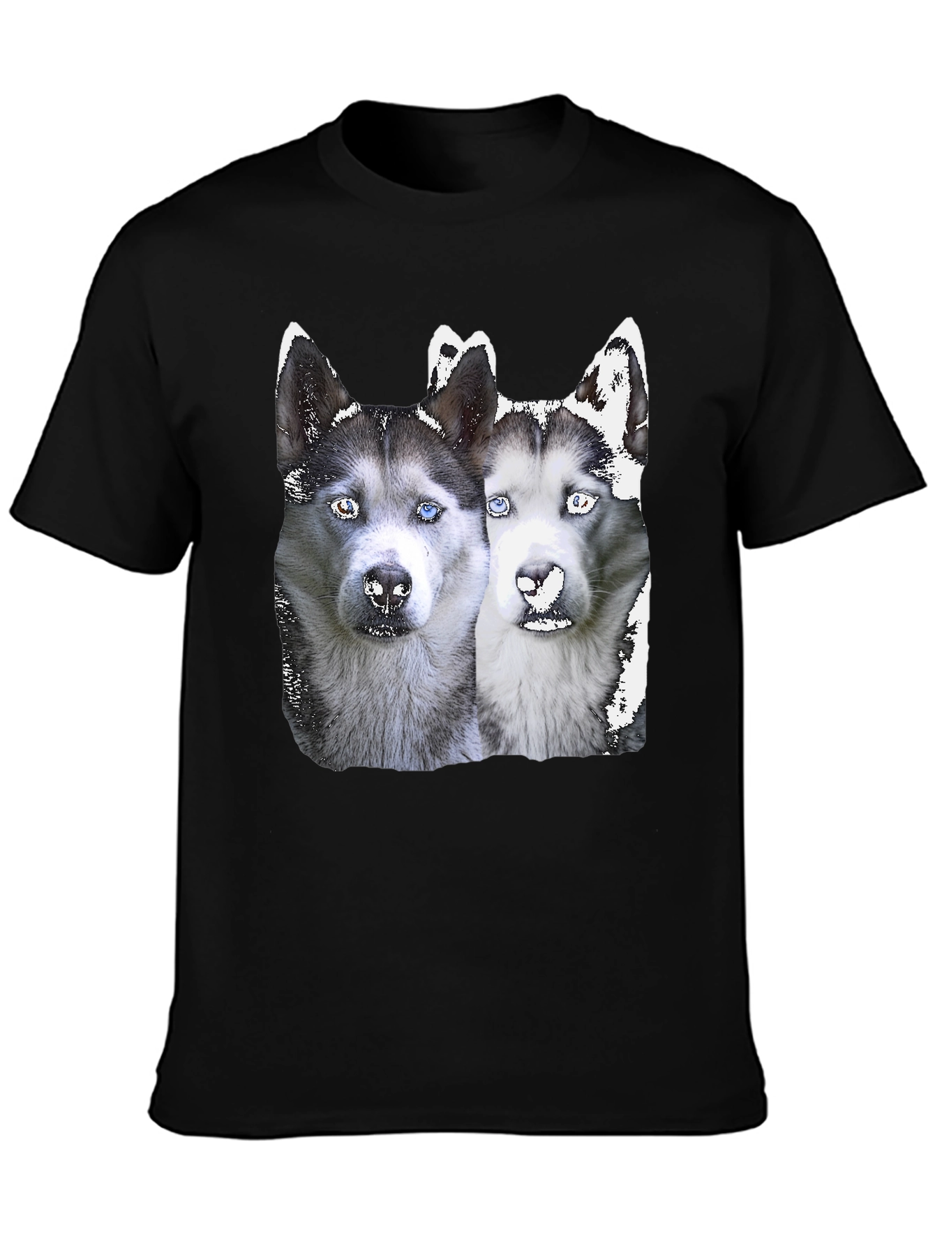 Husky Duo Graphic Tee - Black Cotton Blend