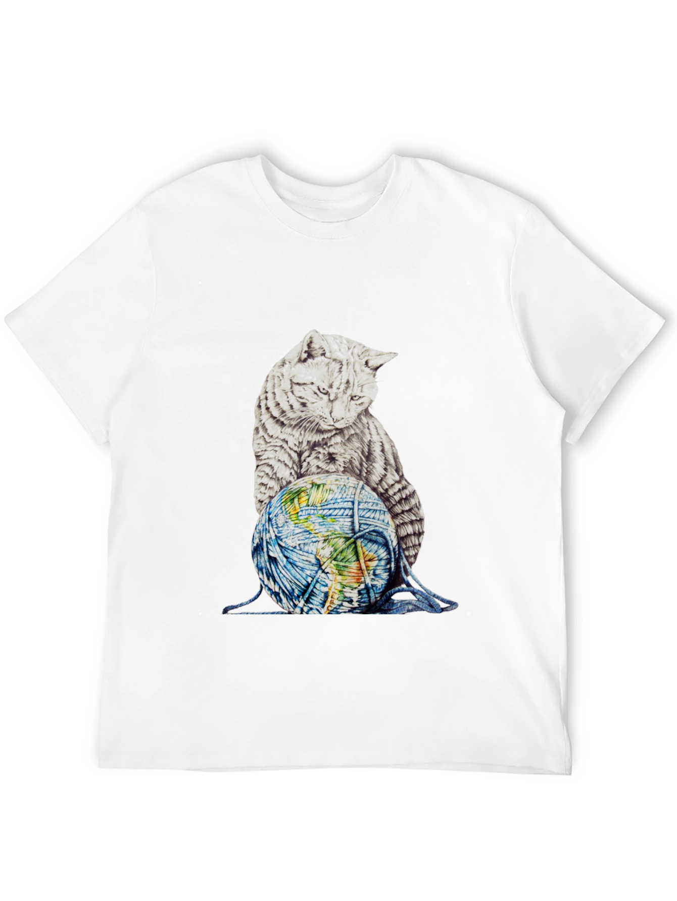 Cat on World Graphic T-Shirt