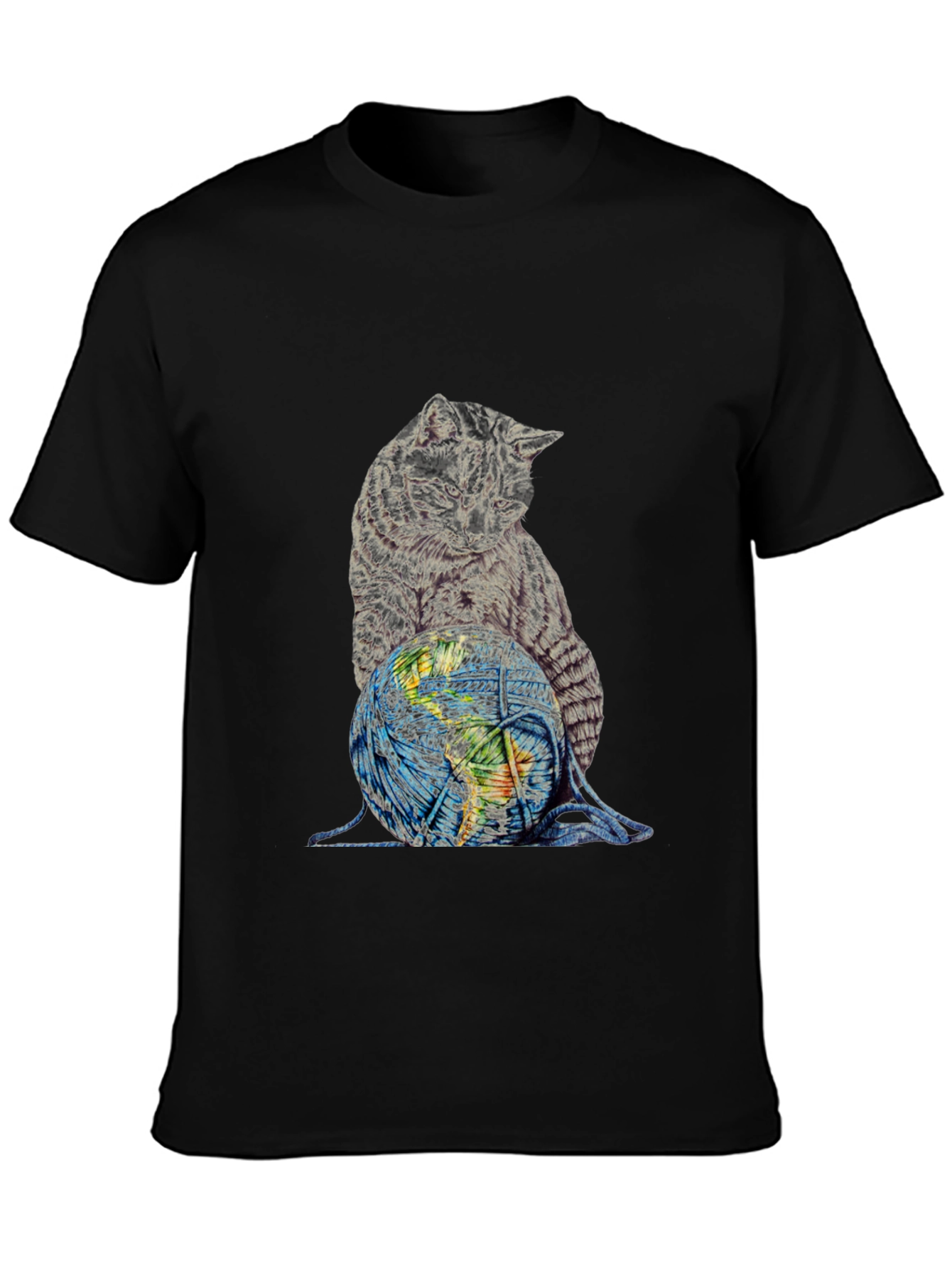Cat on World Graphic T-Shirt