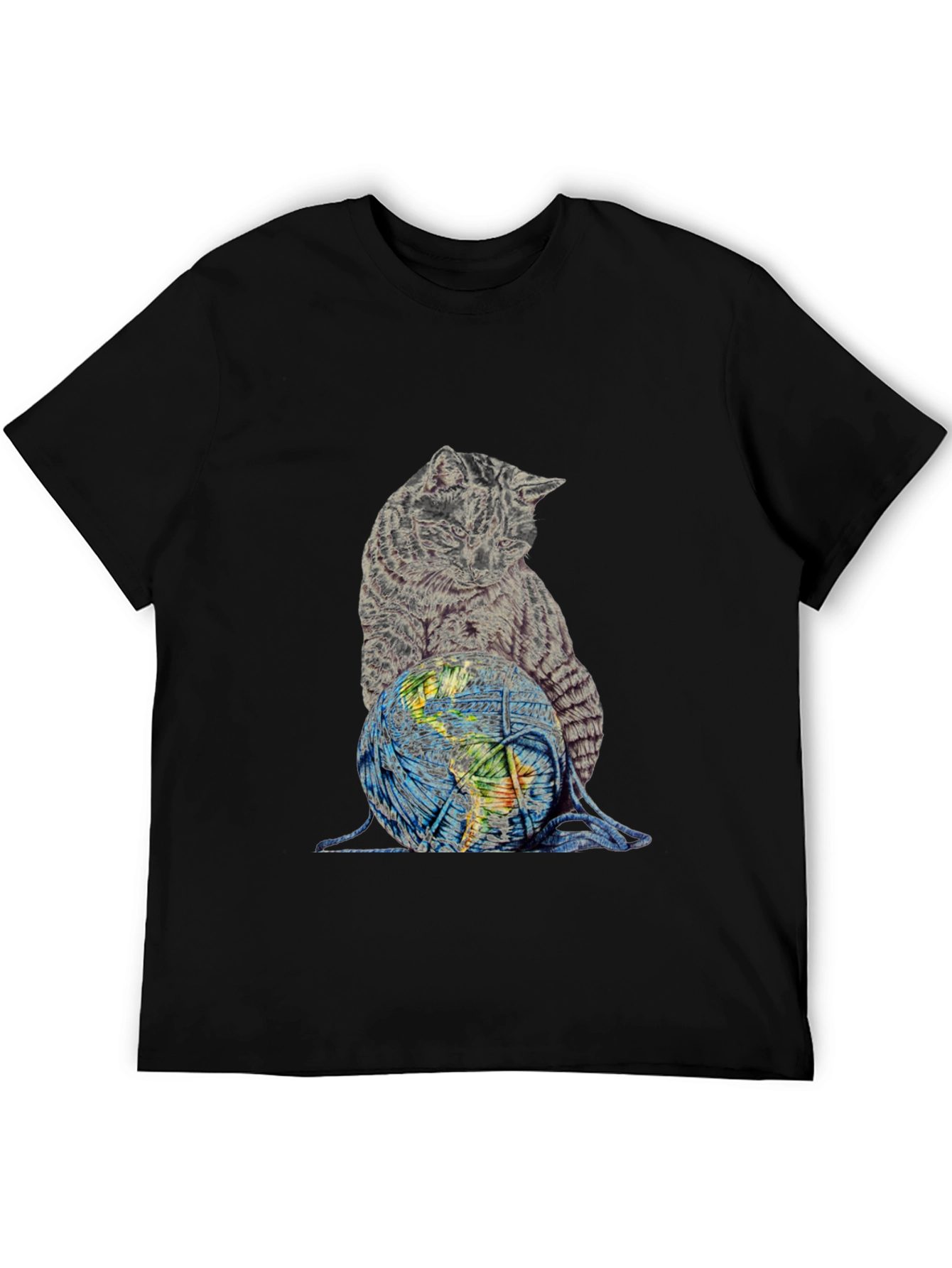 Cat on World Graphic T-Shirt