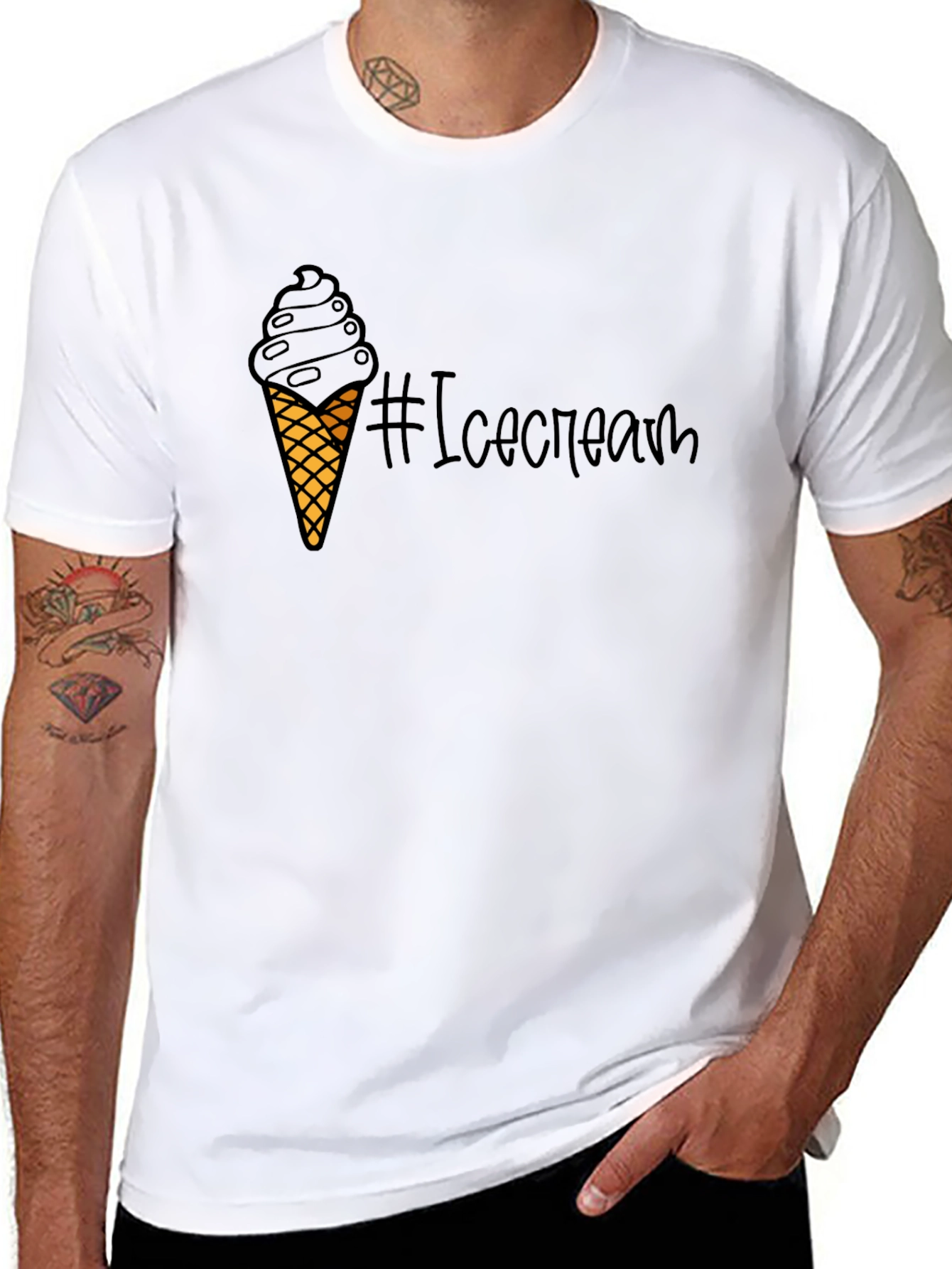 Ice Cream Graphic Black T-Shirt