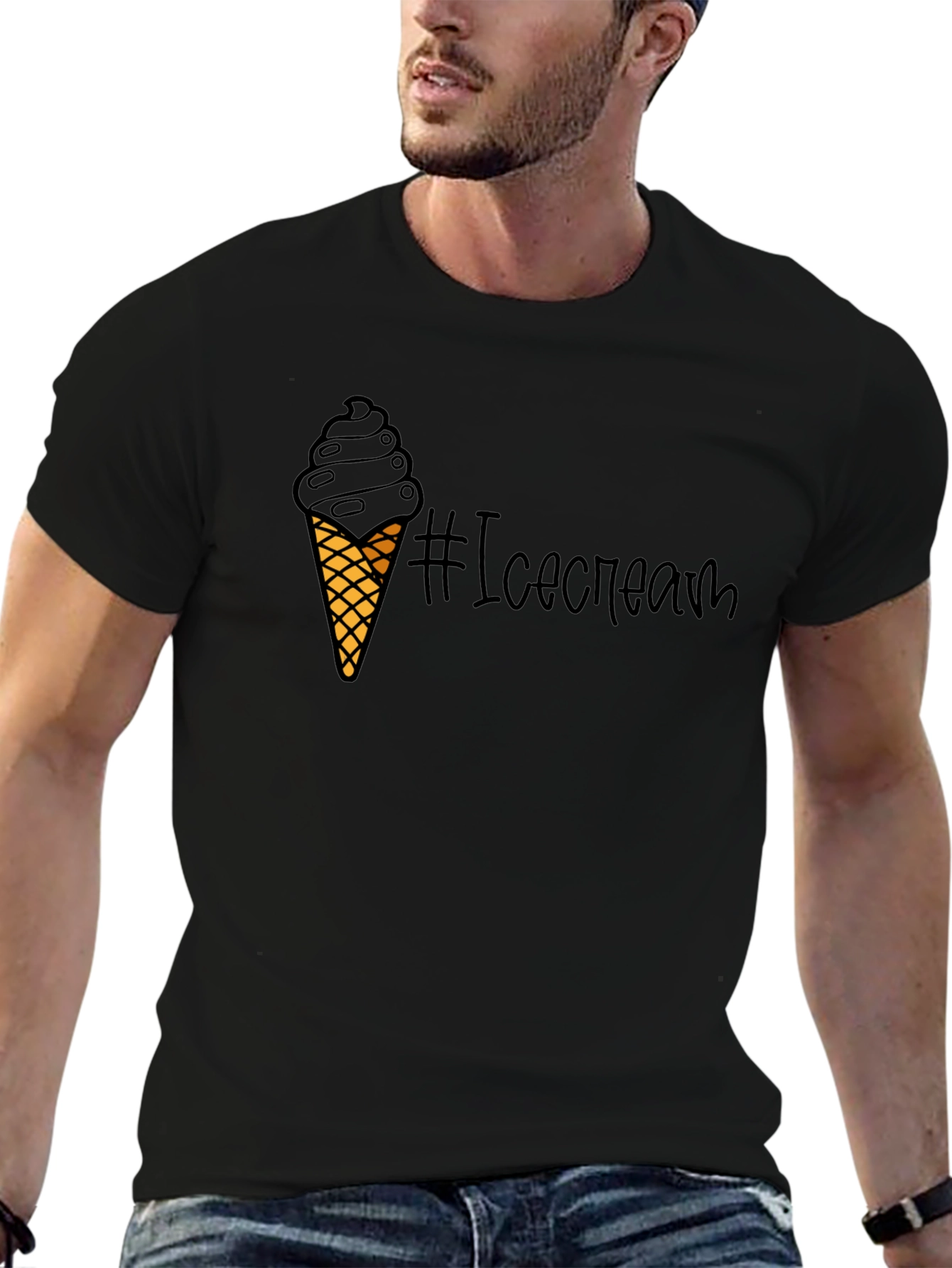 Ice Cream Graphic Black T-Shirt