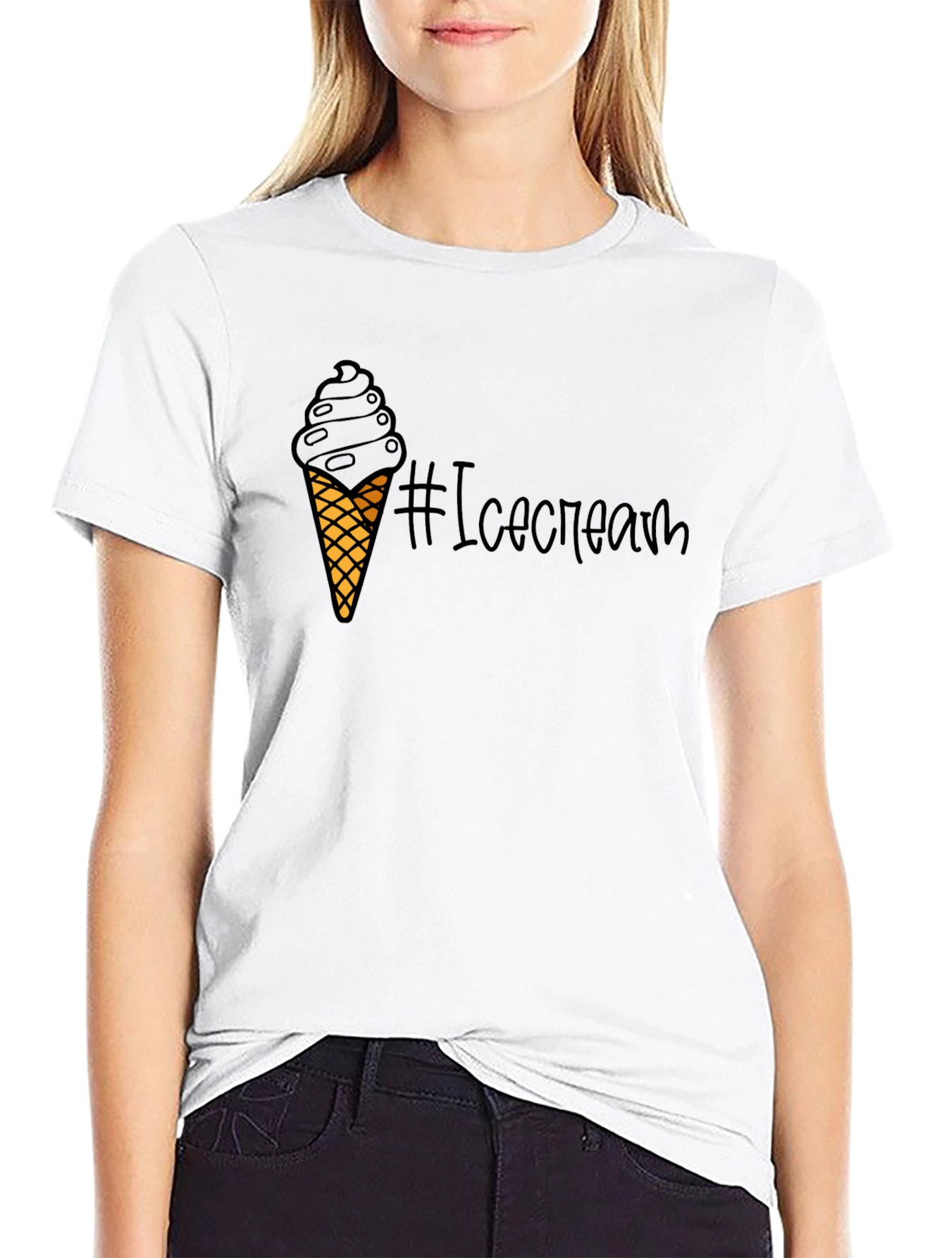 Ice Cream Graphic Black T-Shirt
