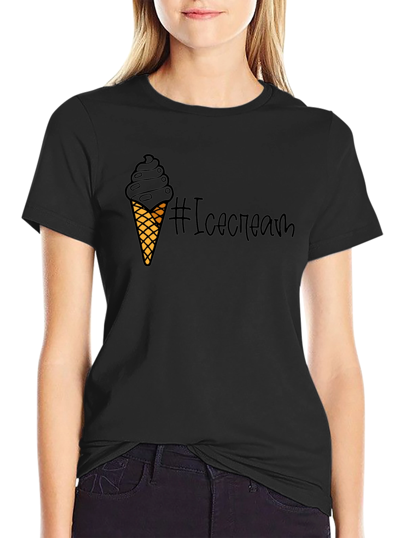 Ice Cream Graphic Black T-Shirt