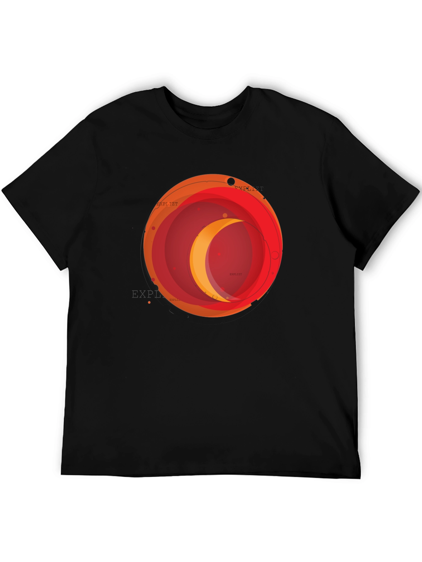 Abstract Crescent Moon Graphic Black T-Shirt