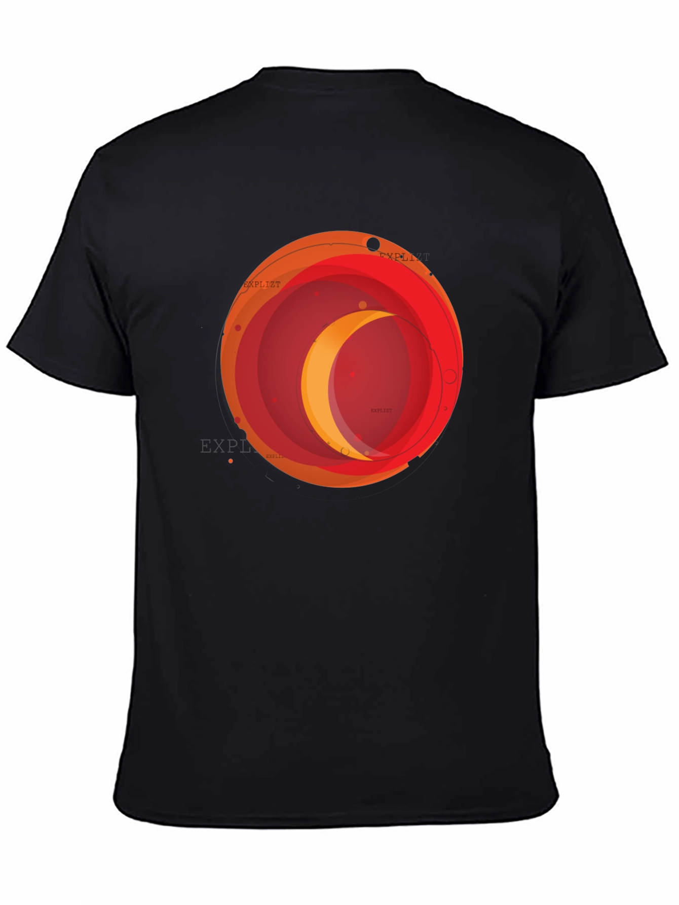 Abstract Crescent Moon Graphic Black T-Shirt