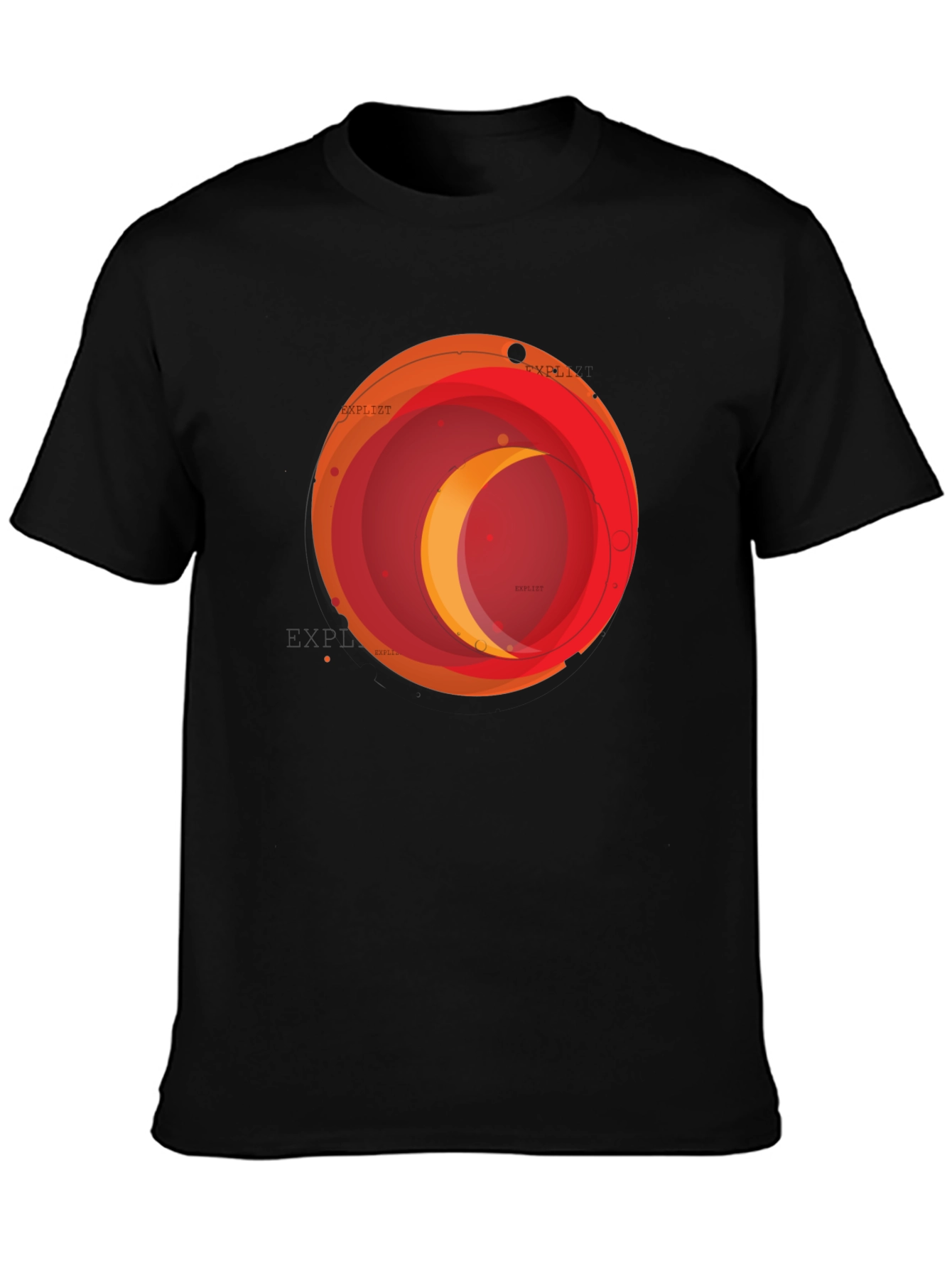 Abstract Crescent Moon Graphic Black T-Shirt