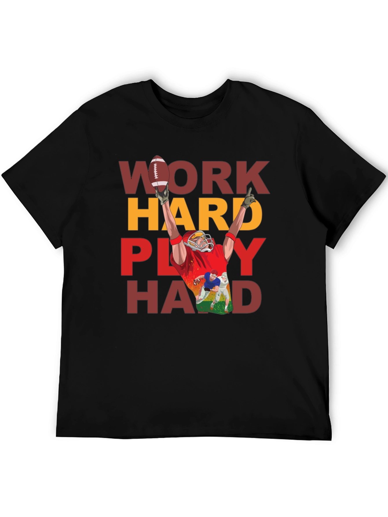 Work Hard Play Hard Football T-Shirt