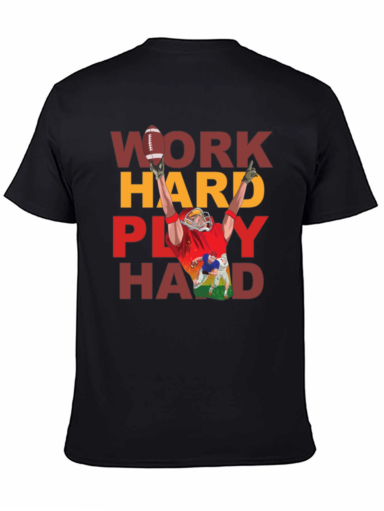 Work Hard Play Hard Football T-Shirt