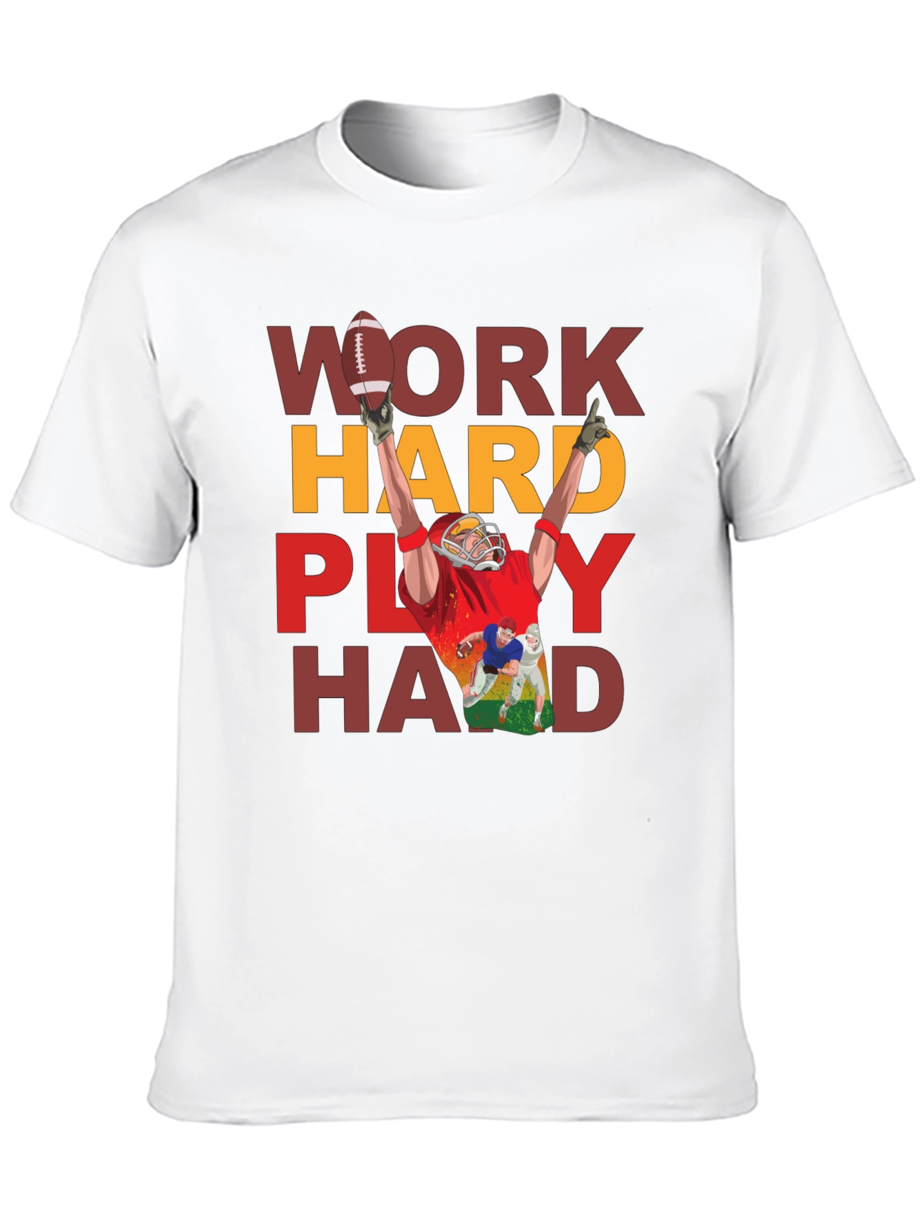 Work Hard Play Hard Football T-Shirt