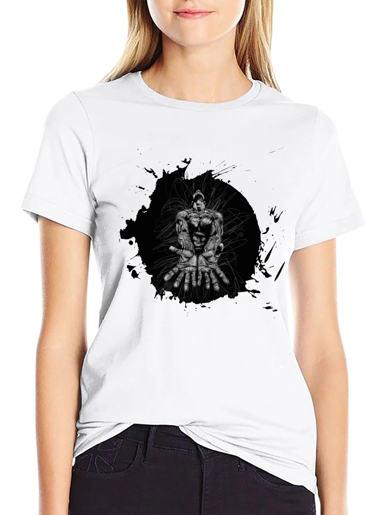 Graphic Print Black Crew Neck T-Shirt