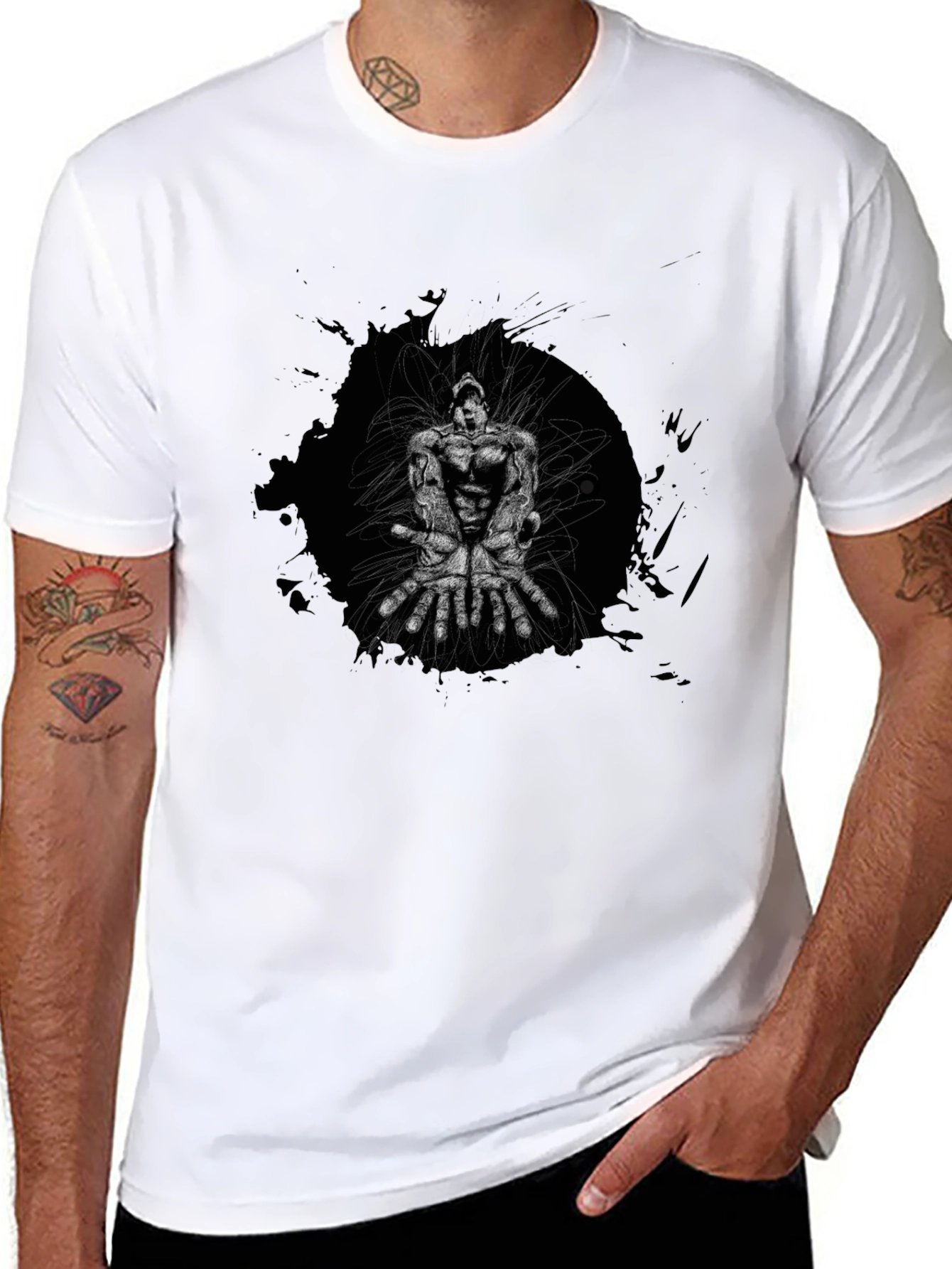 Graphic Print Black Crew Neck T-Shirt