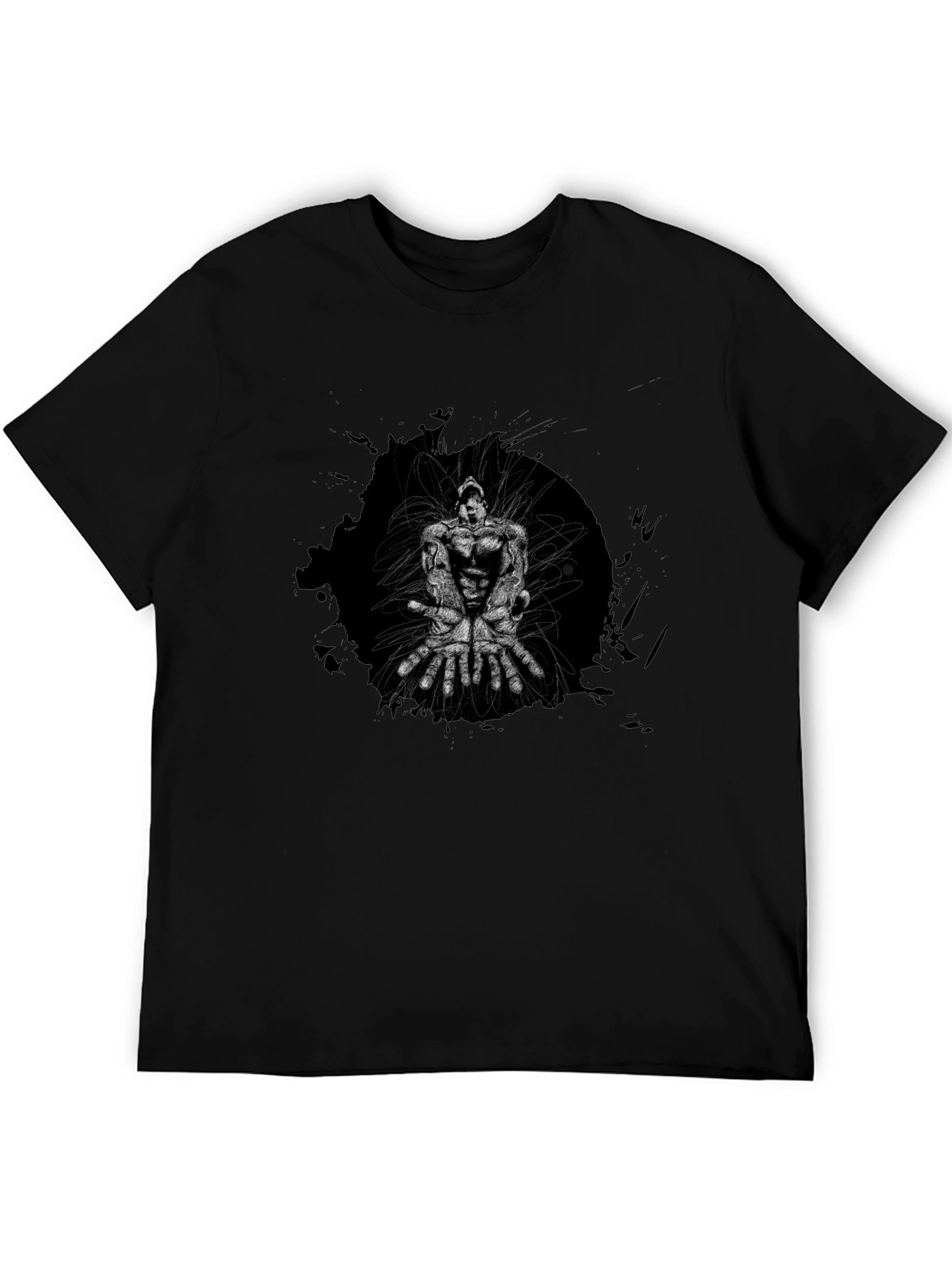 Graphic Print Black Crew Neck T-Shirt