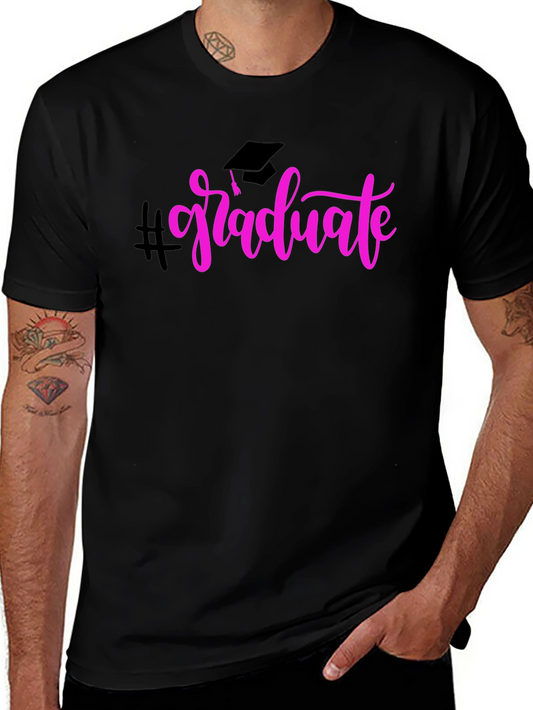 Graduate T-Shirt Black Cotton Pink Graphic