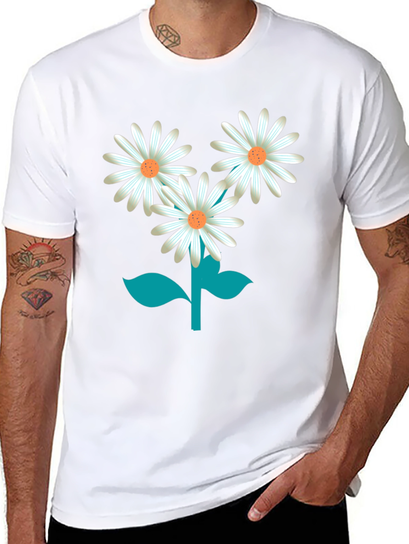 Daisy Flower Graphic Tee - Stylish Unisex Black T-Shirt