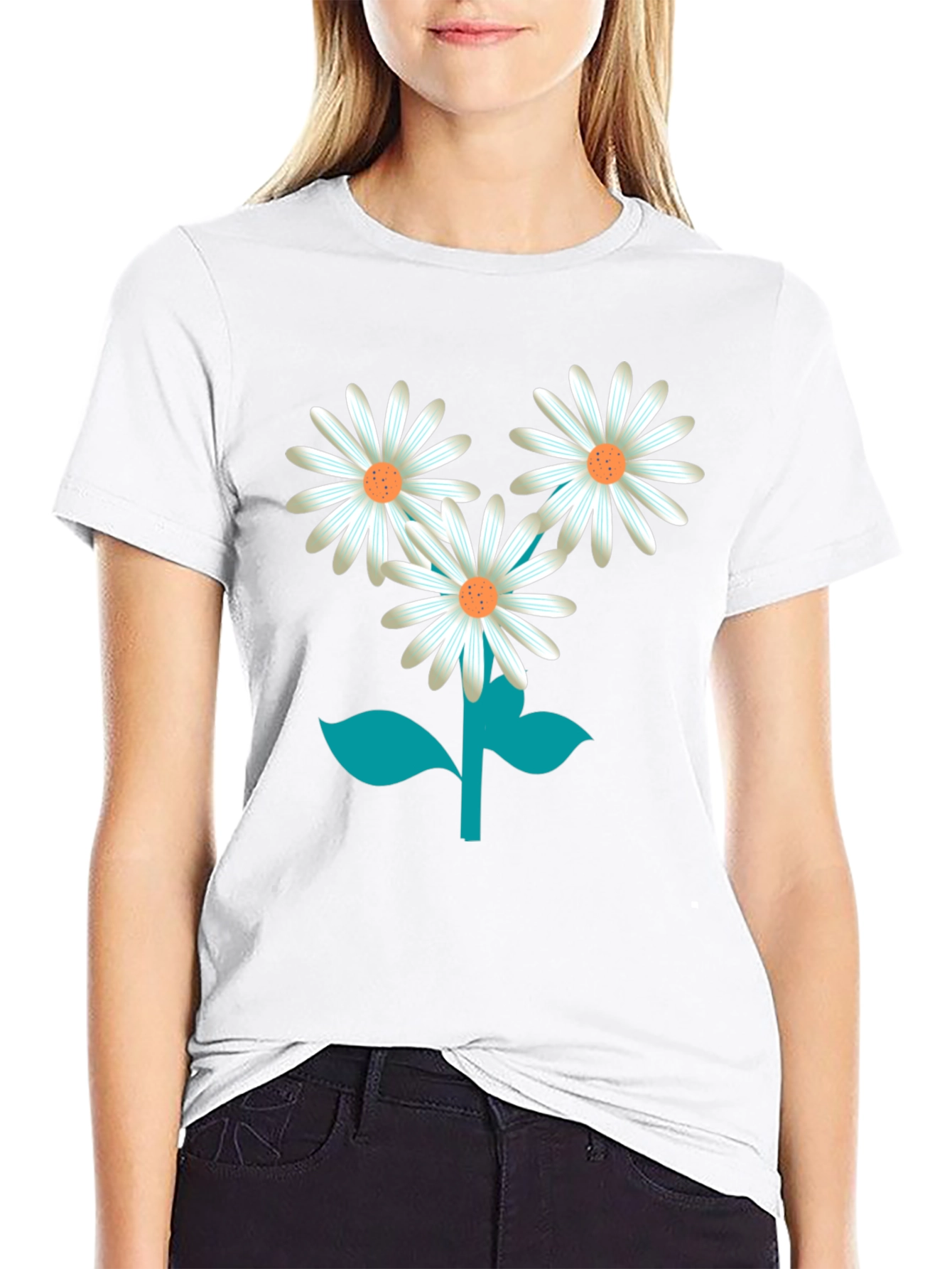 Daisy Flower Graphic Tee - Stylish Unisex Black T-Shirt